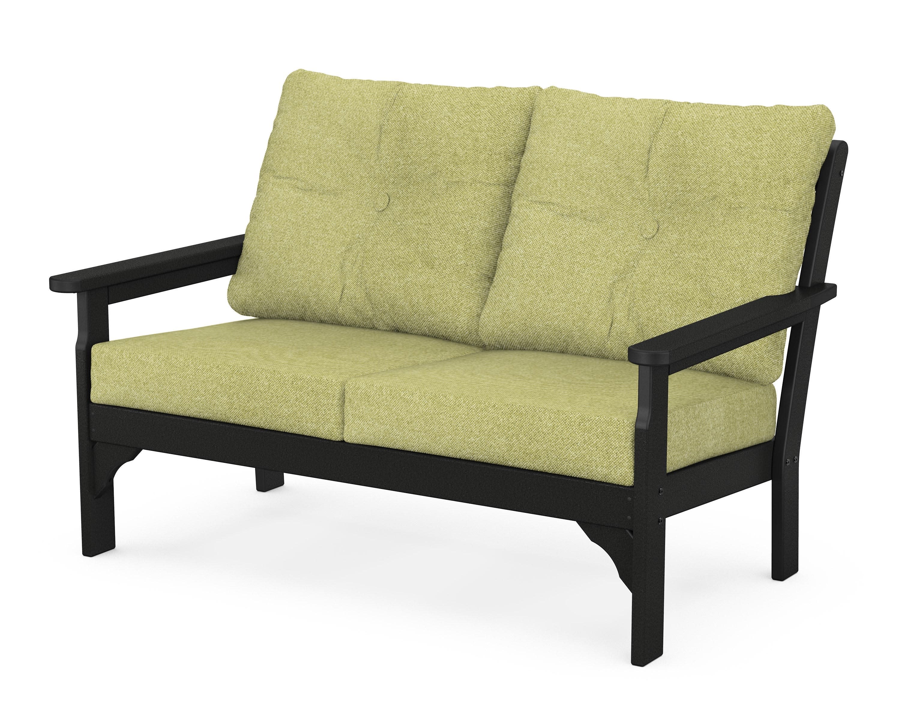 Vineyard Deep Seating Loveseat in Black / Chartreuse Boucle