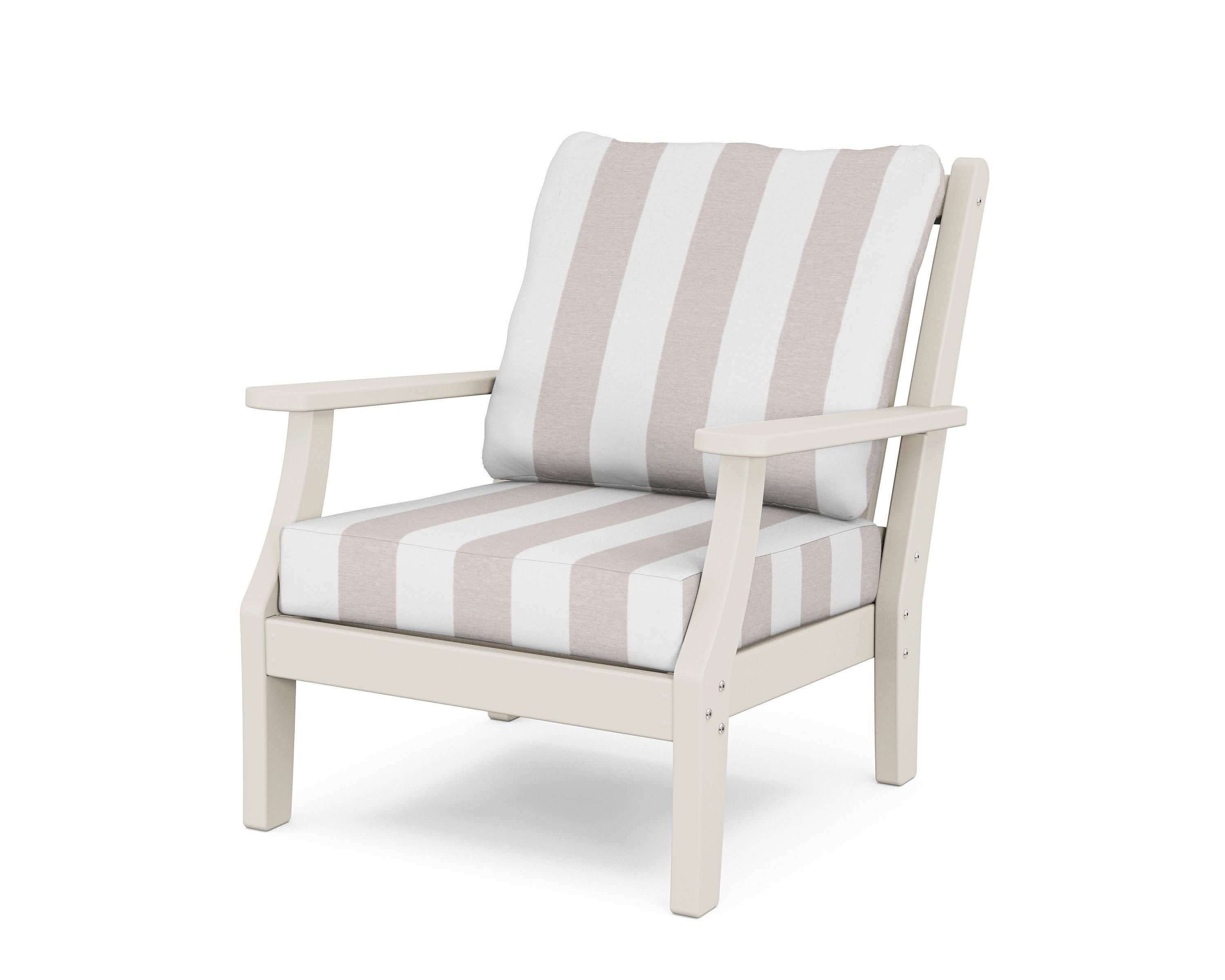 Wovendale Deep Seating Chair in Sand / Cabana Stripe Dune Burlap