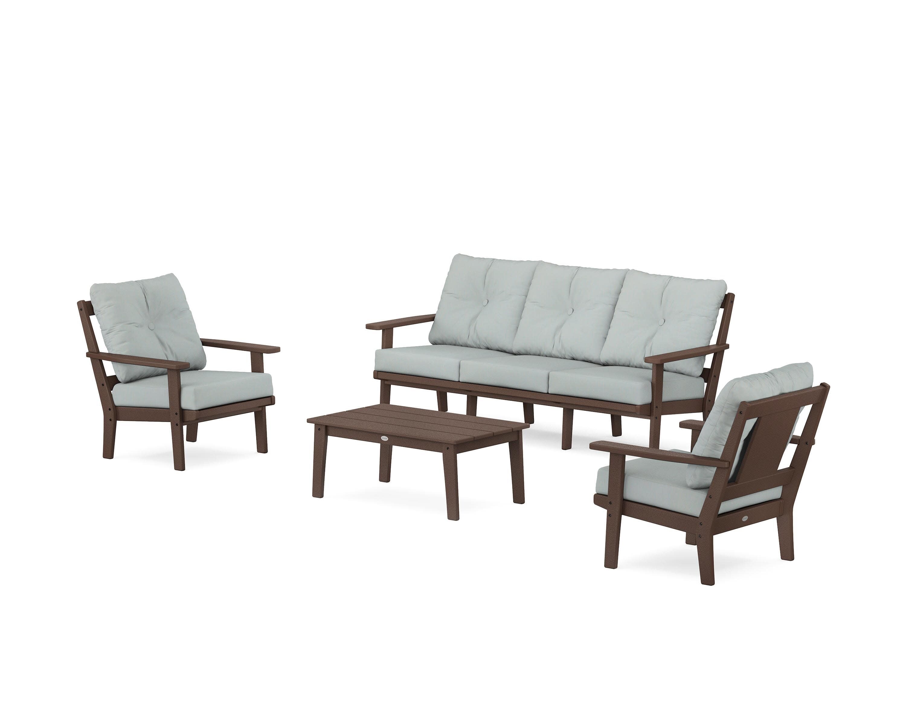 Prairie 4-Piece Deep Seating Set with Sofa in Mahogany / Spa