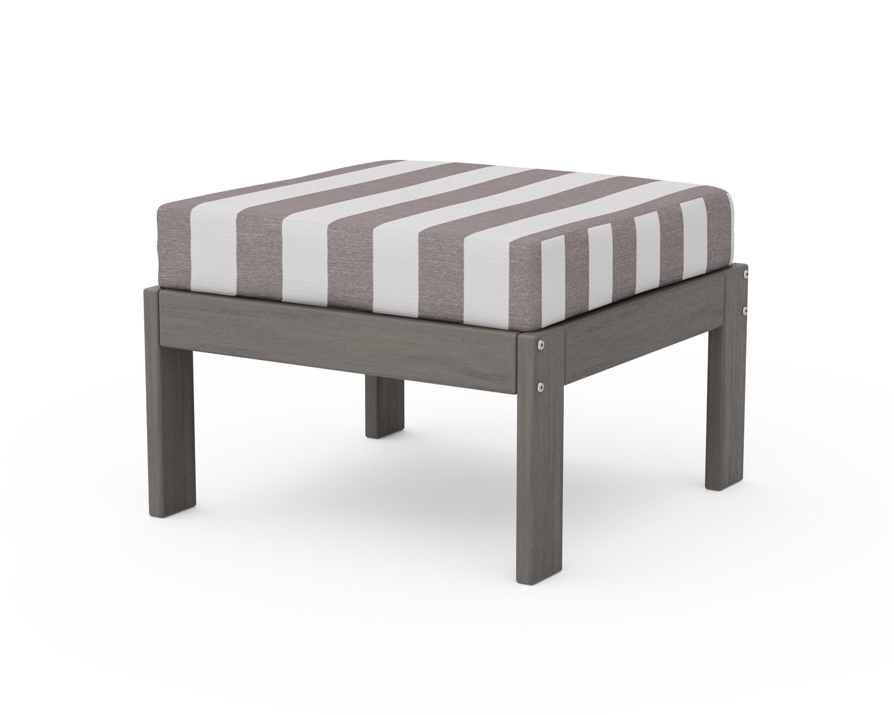 Vineyard Modular Ottoman in Driftwood / Cabana Stripe Grey Mist