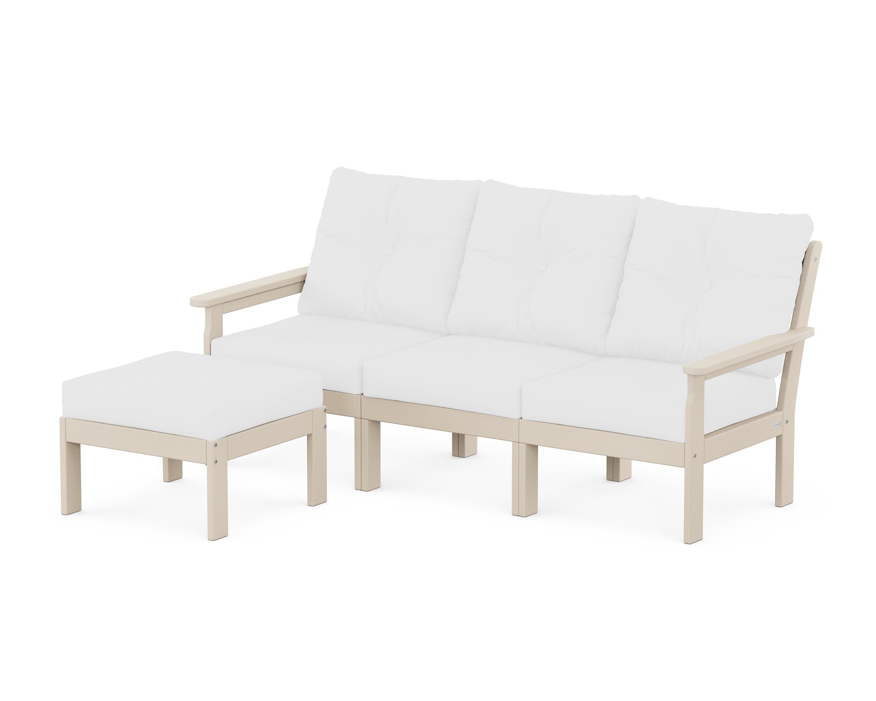 Vineyard 4-Piece Sectional with Ottoman in Sand / Natural