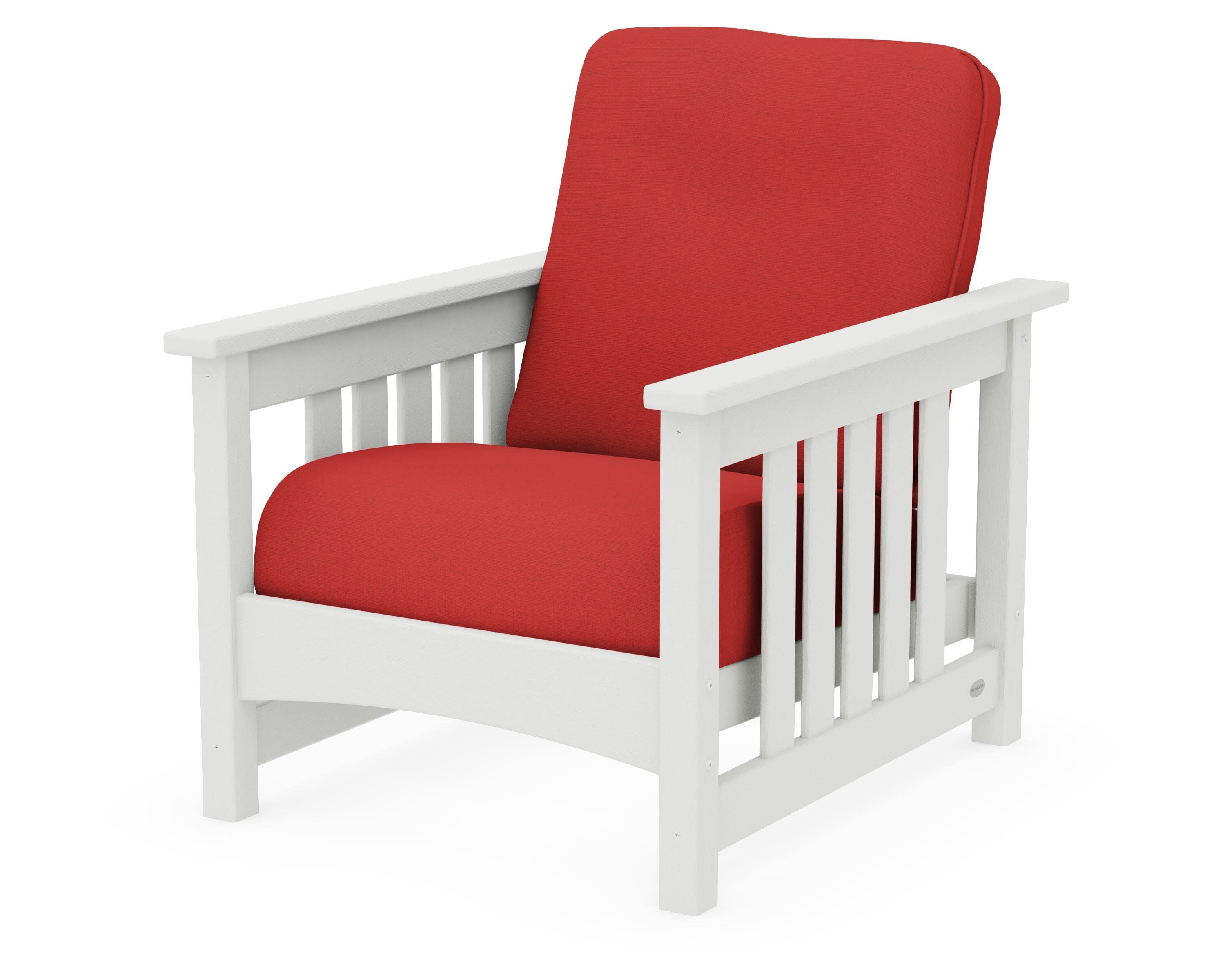 Club Mission Chair in Vintage White / Crimson Linen