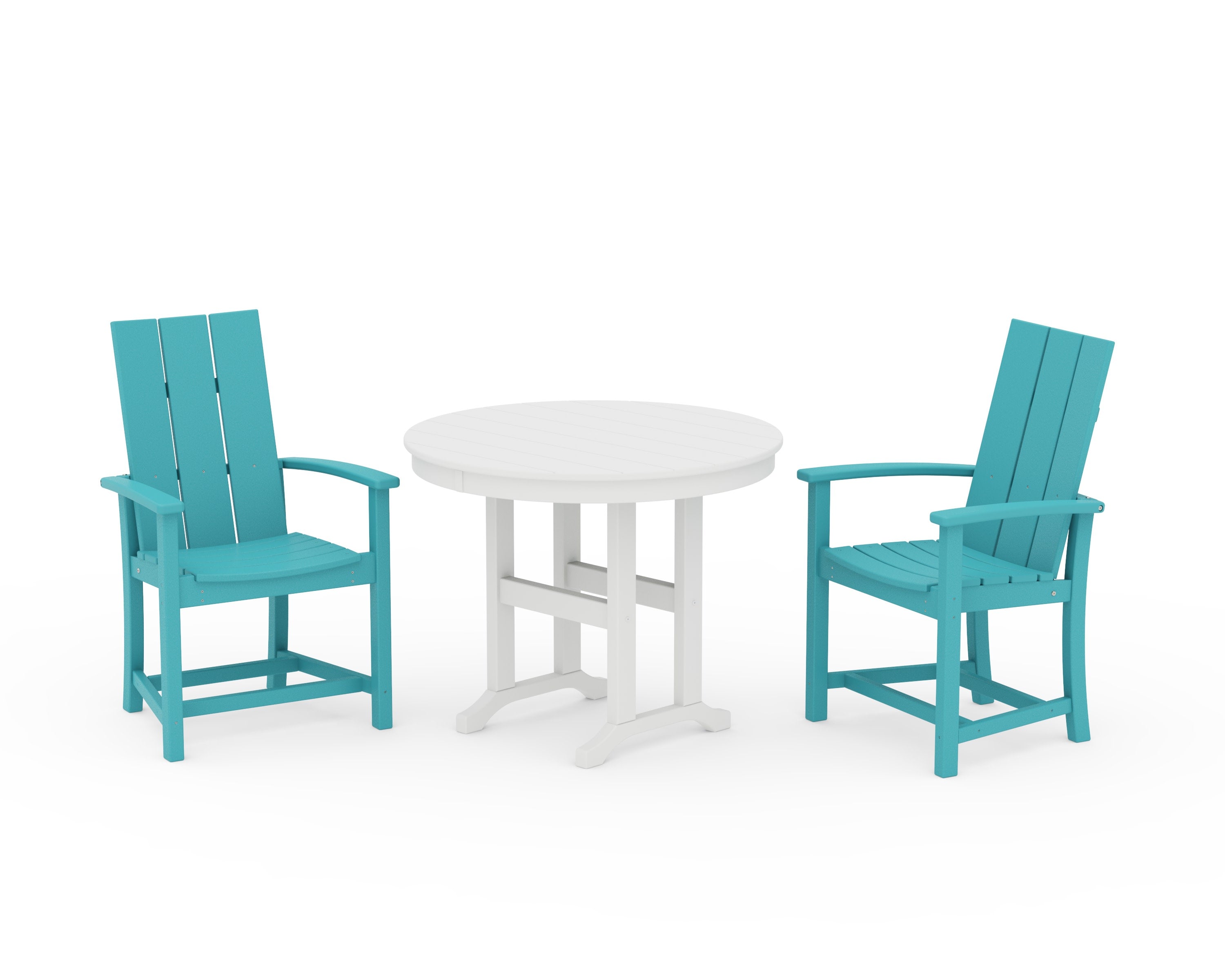 Modern Adirondack 3-Piece Round Farmhouse Dining Set in Aruba / White