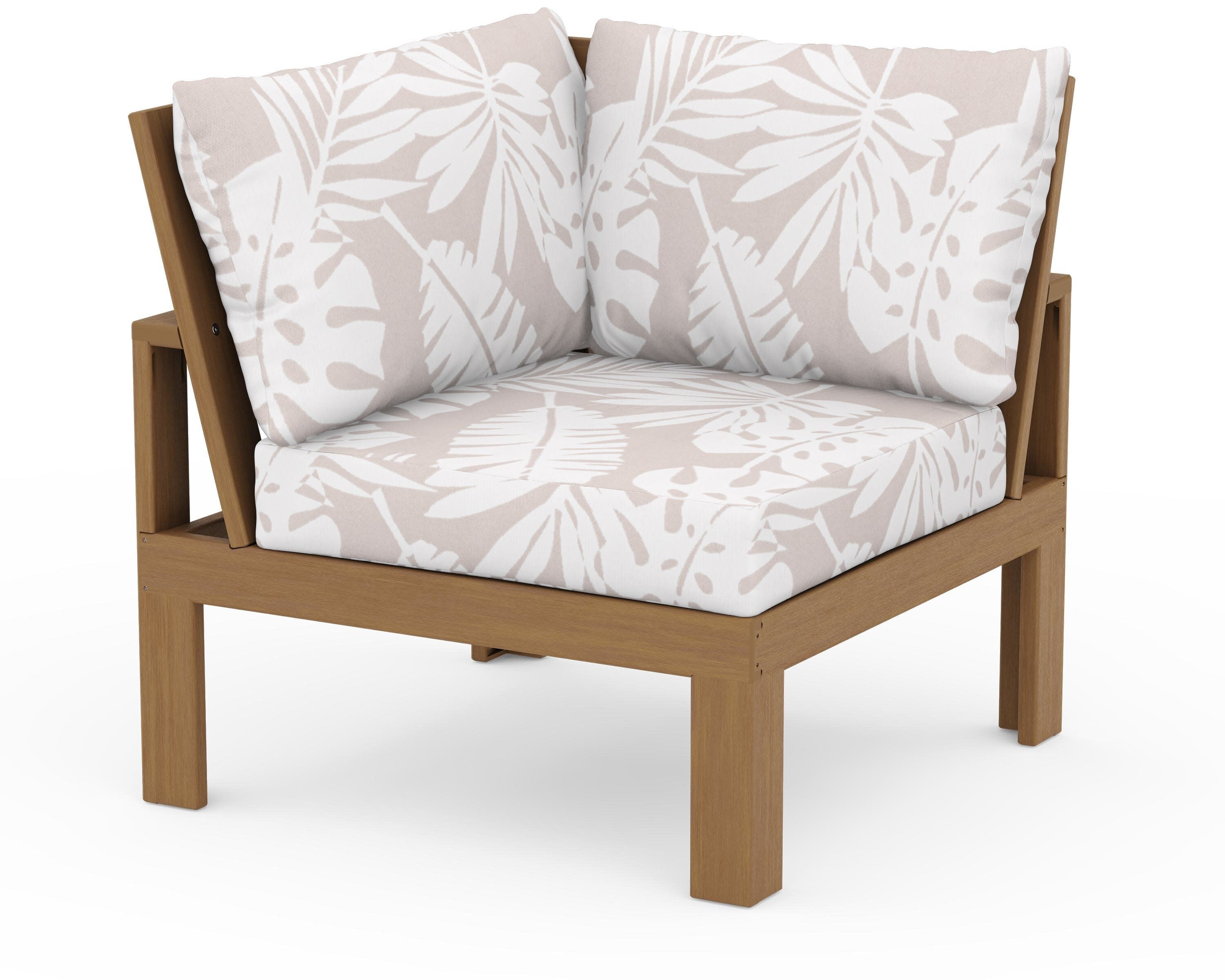 Modular Corner Chair in Natural / Leaf Dune Burlap