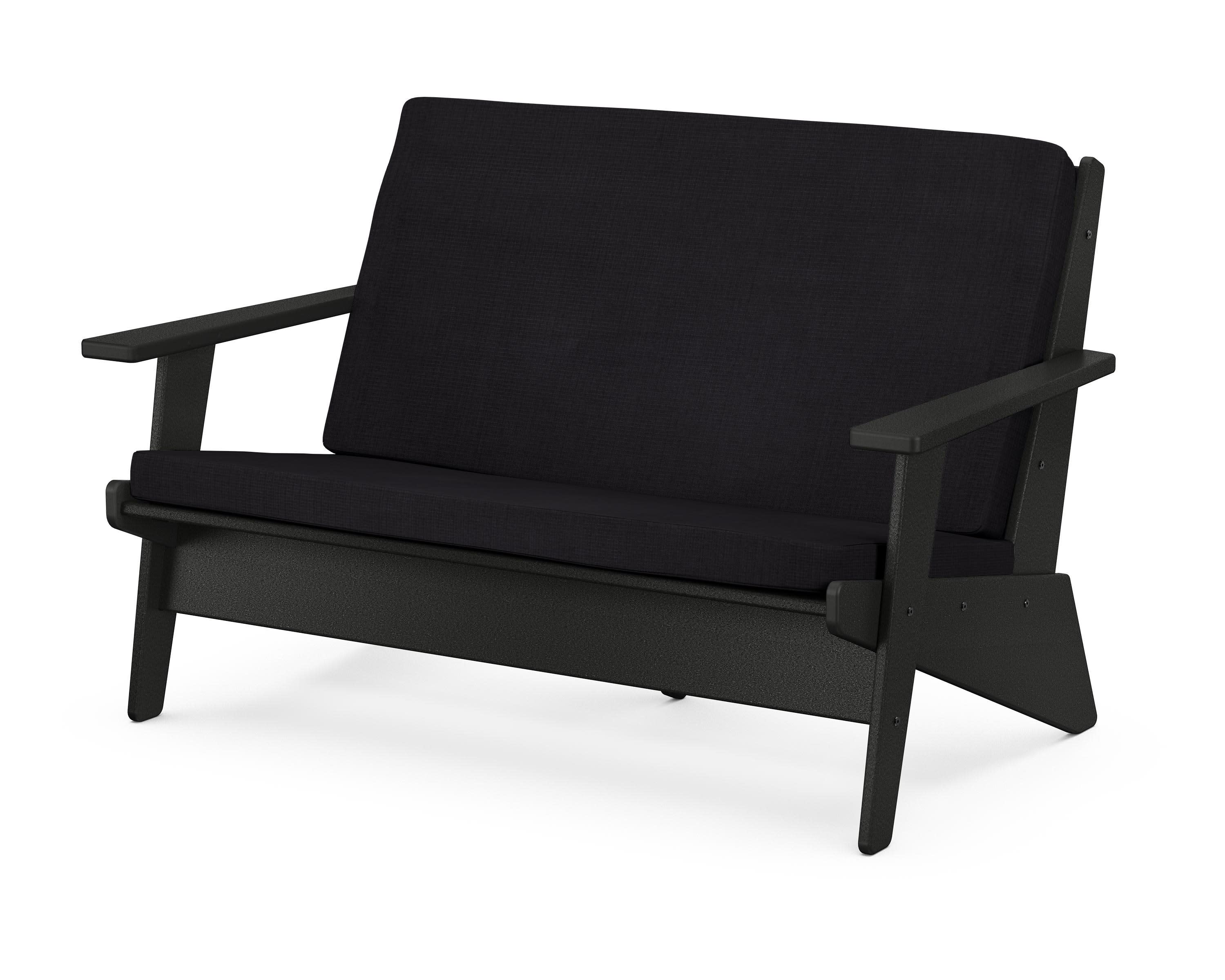 Riviera Modern Lounge Loveseat in Black / Midnight Linen