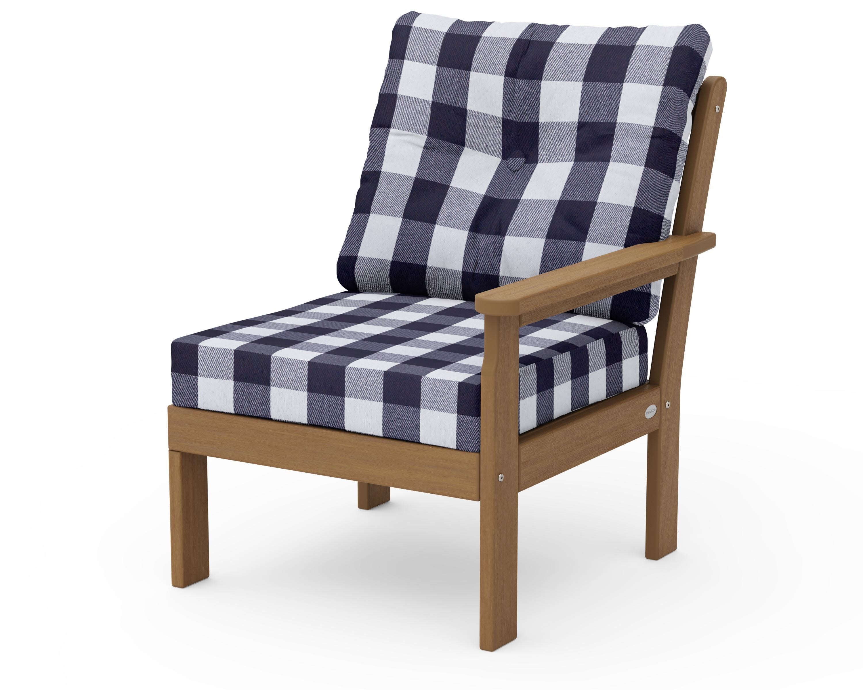 Vineyard Modular Right Arm Chair in Natural / Buffalo Plaid Navy