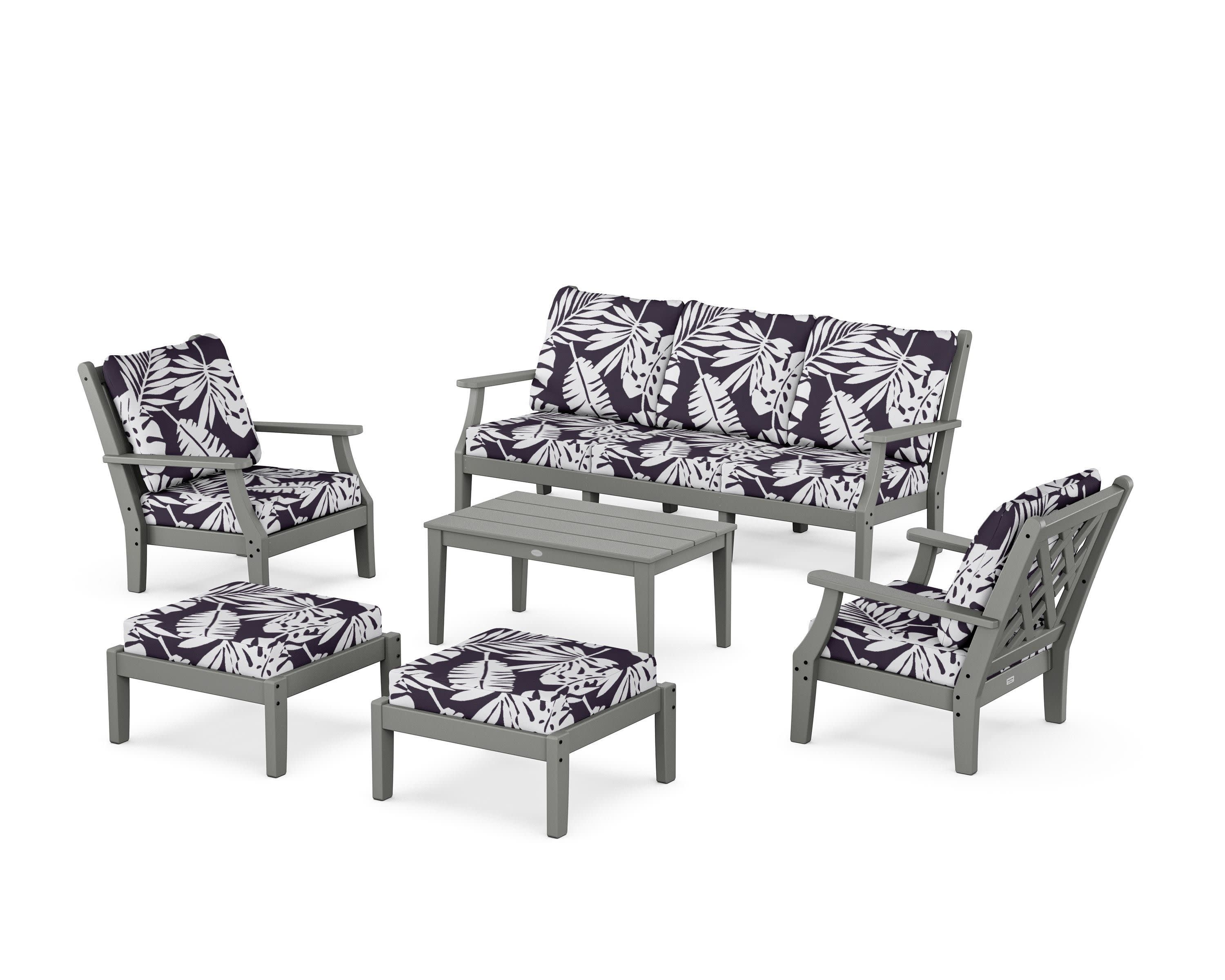 Wovendale 6-Piece Lounge Sofa Set in Slate Grey / Leaf Navy