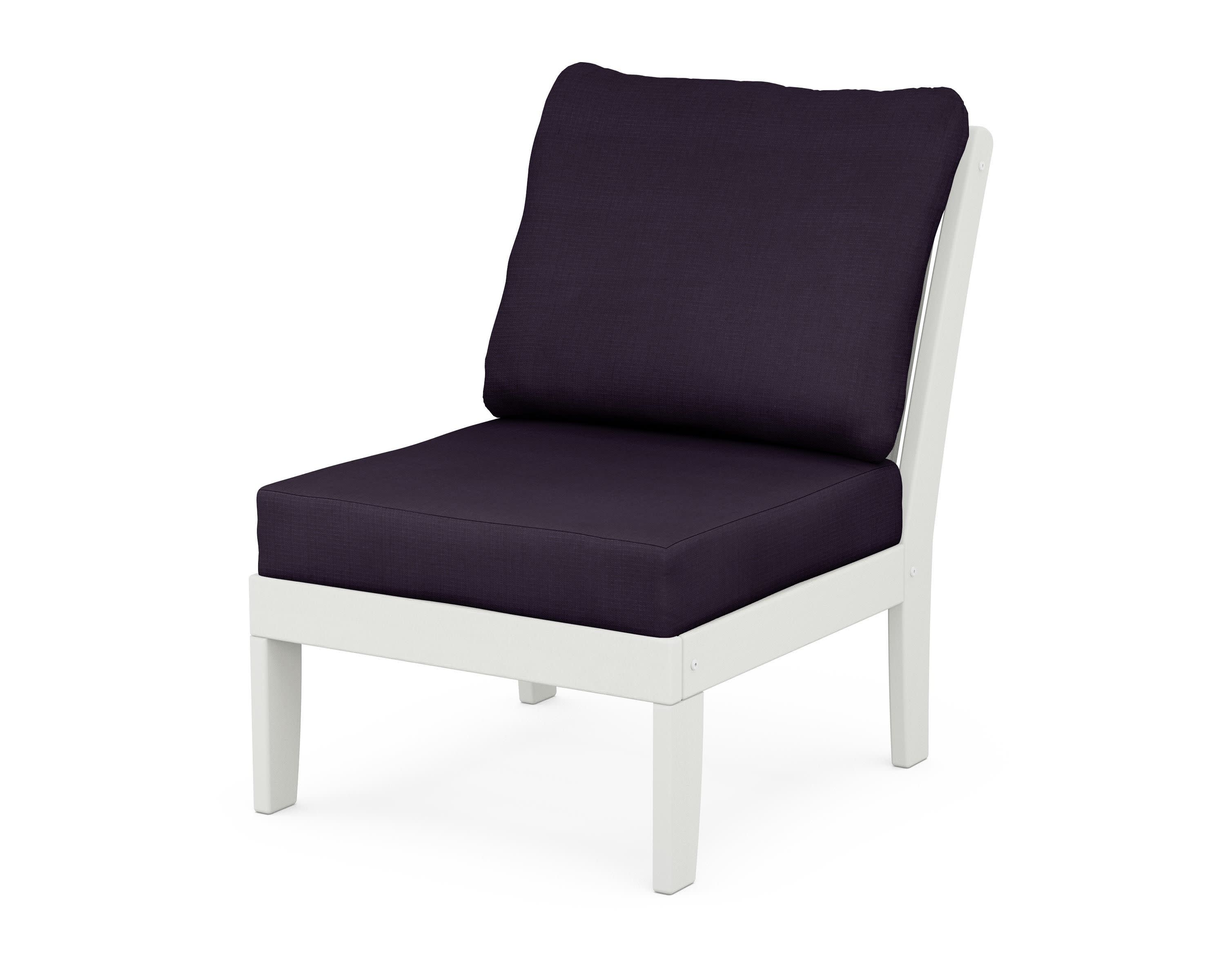Braxton Modular Armless Chair in Vintage White / Navy Linen