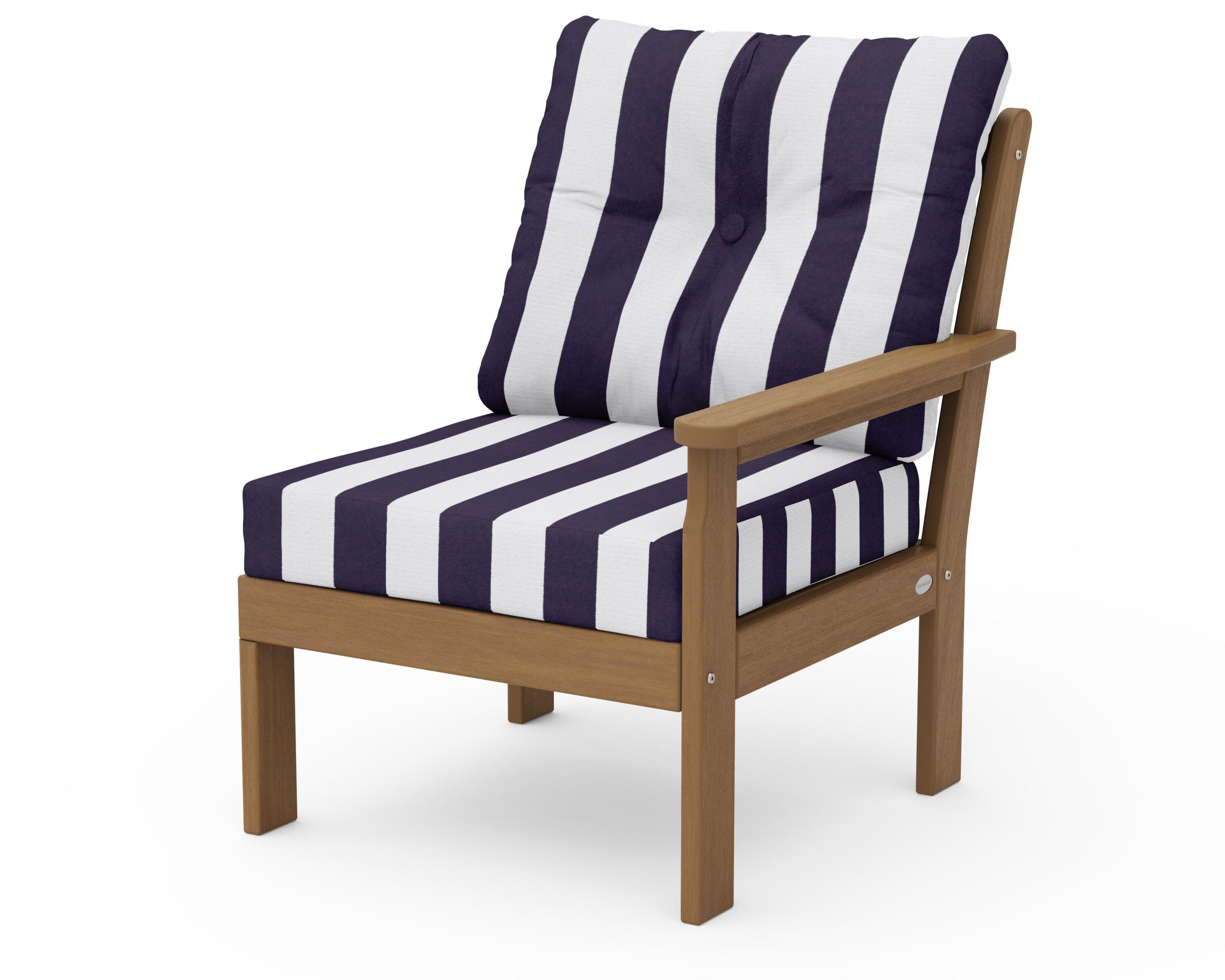 Vineyard Modular Right Arm Chair in Natural / Cabana Stripe Navy