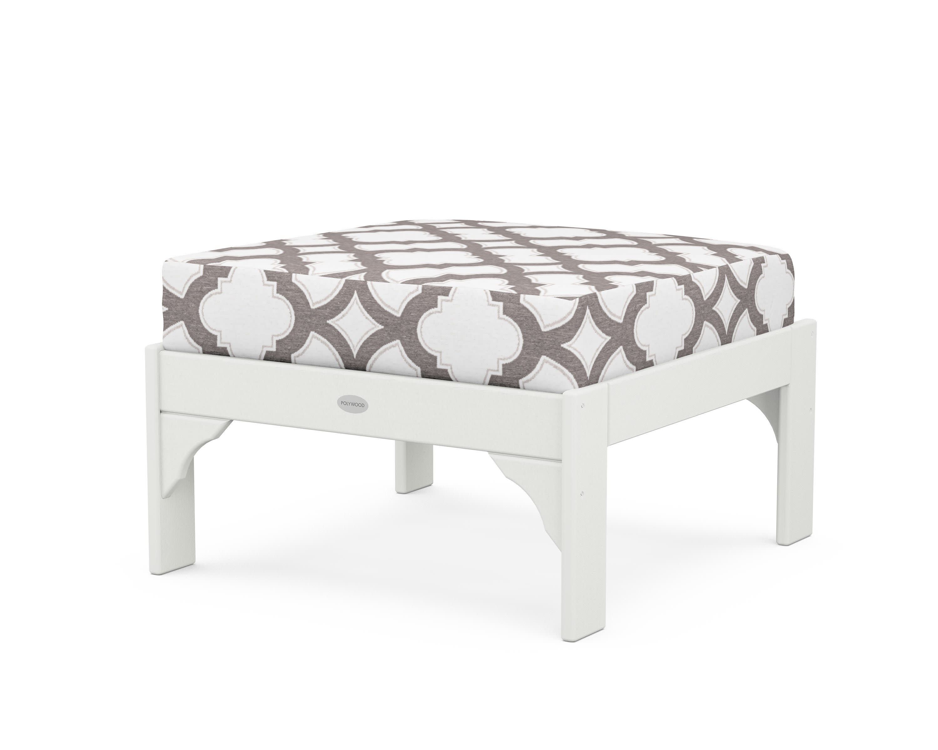 Vineyard Deep Seating Ottoman in Vintage White / Trellis Grey Mist