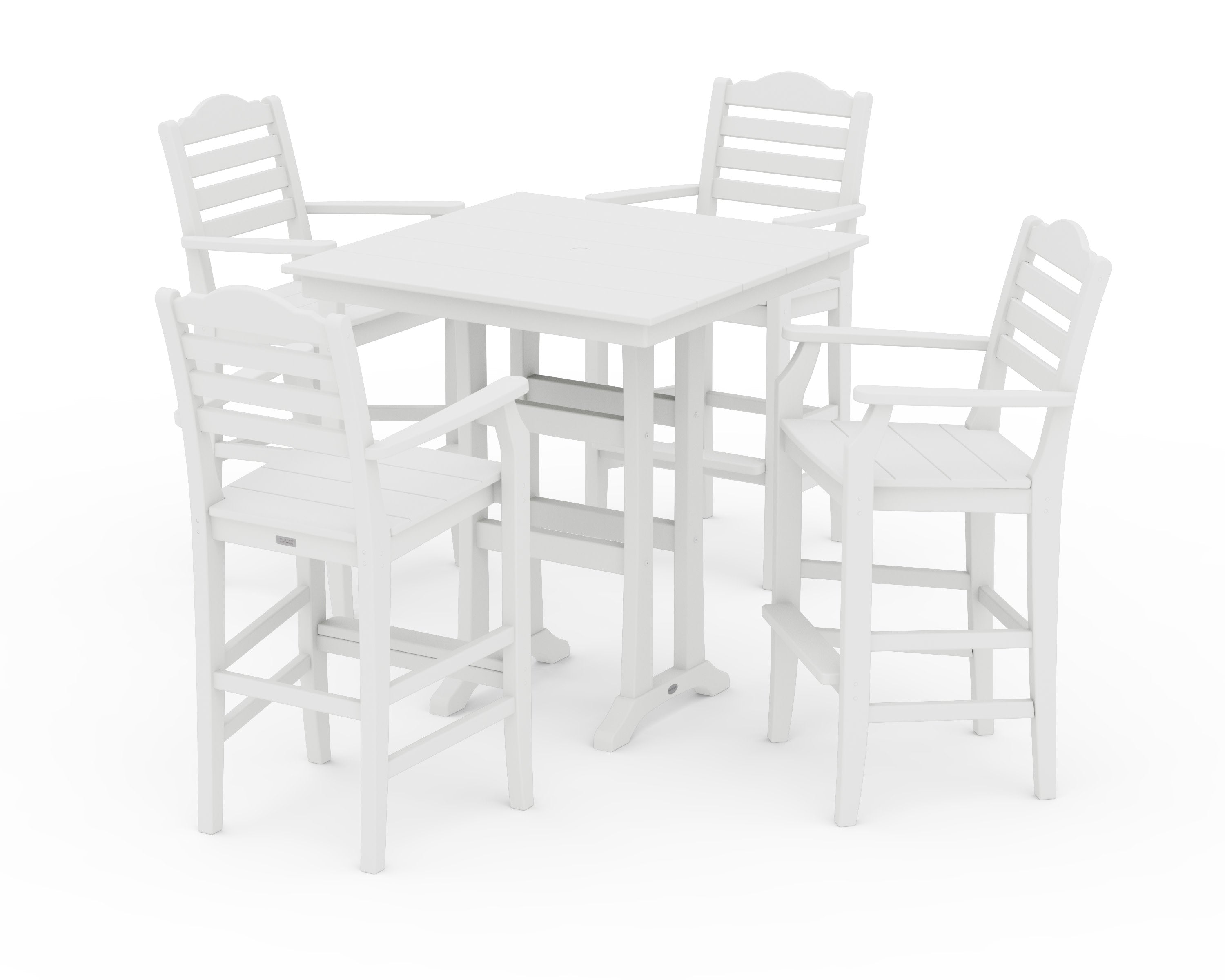 Savannah 5-Piece Farmhouse Bar Set with Trestle Legs in White