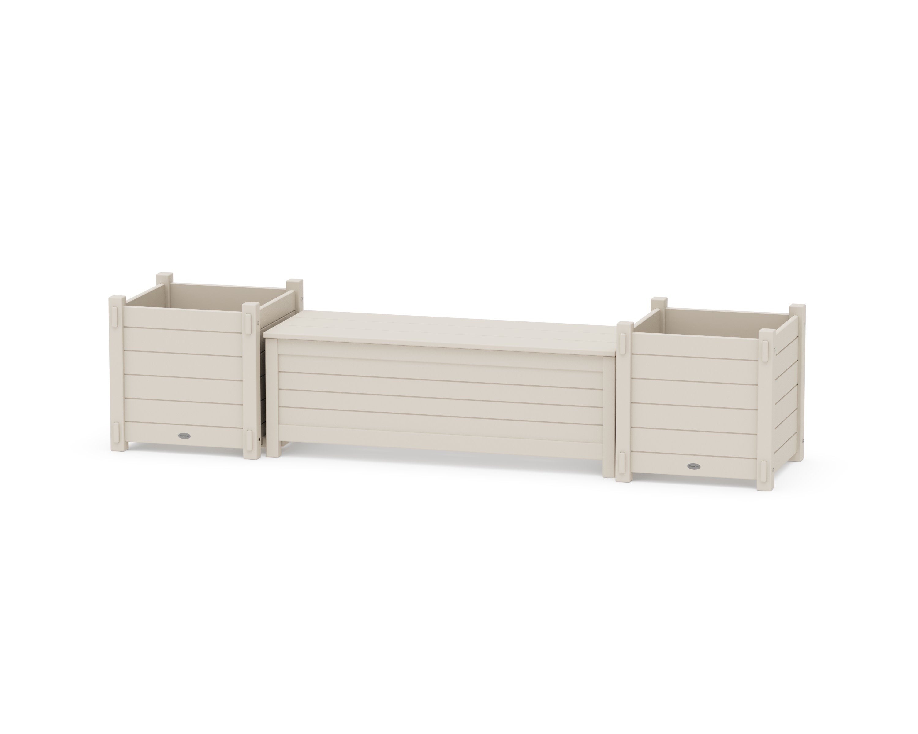48" Nautical Straight Planter Storage Bench Set- Large in Sand