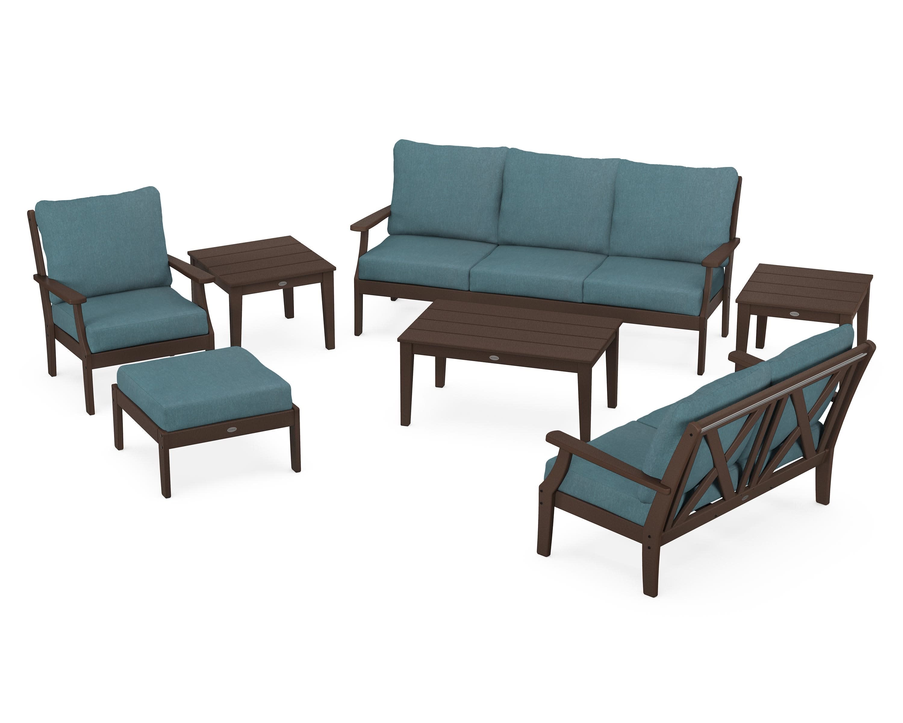 Braxton 7-Piece Deep Seating Set in Mahogany / Ocean Teal