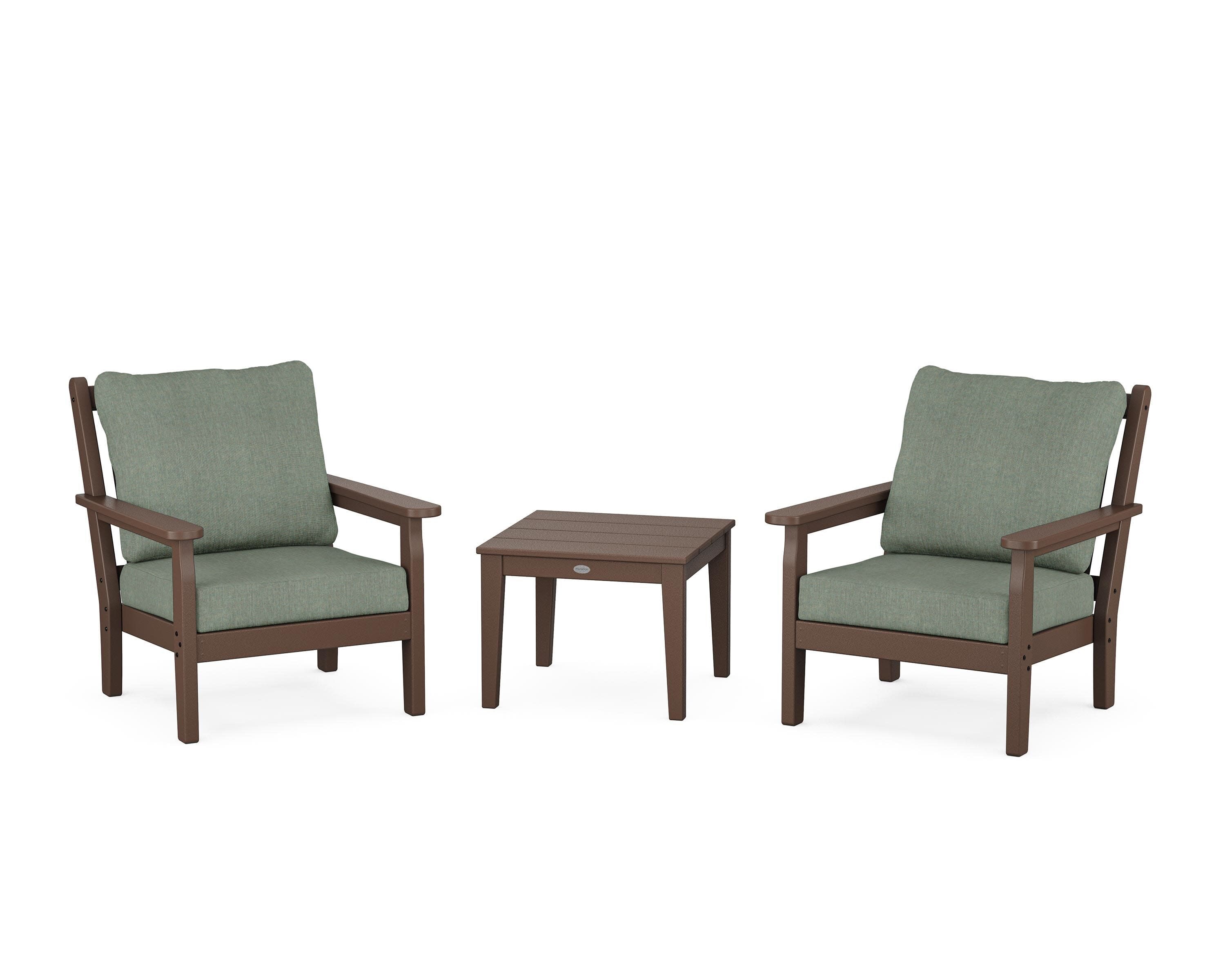 Chippendale 3-Piece Deep Seating Set in Mahogany / Cast Sage