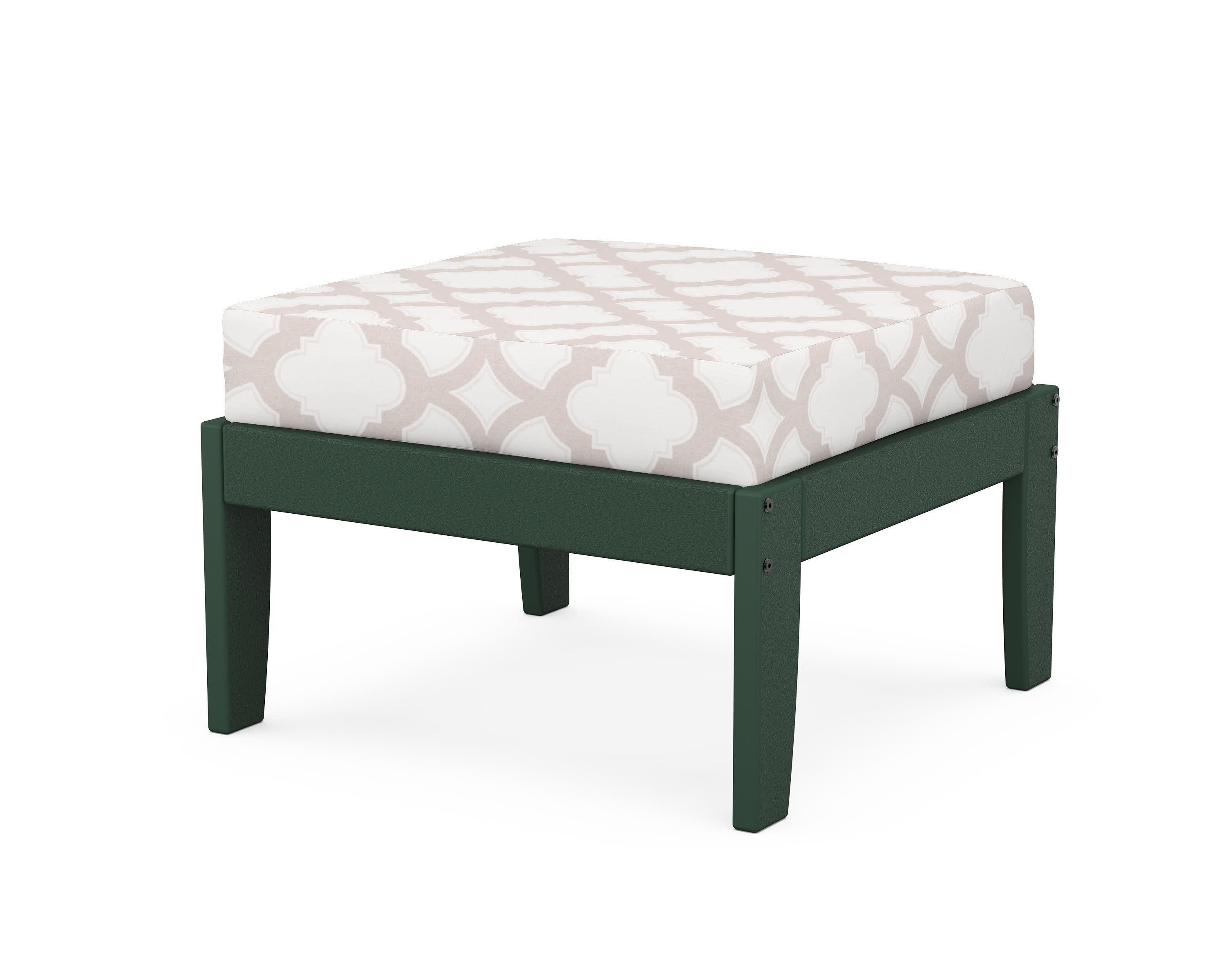 Modular Ottoman - Classic in Green / Trellis Dune Burlap