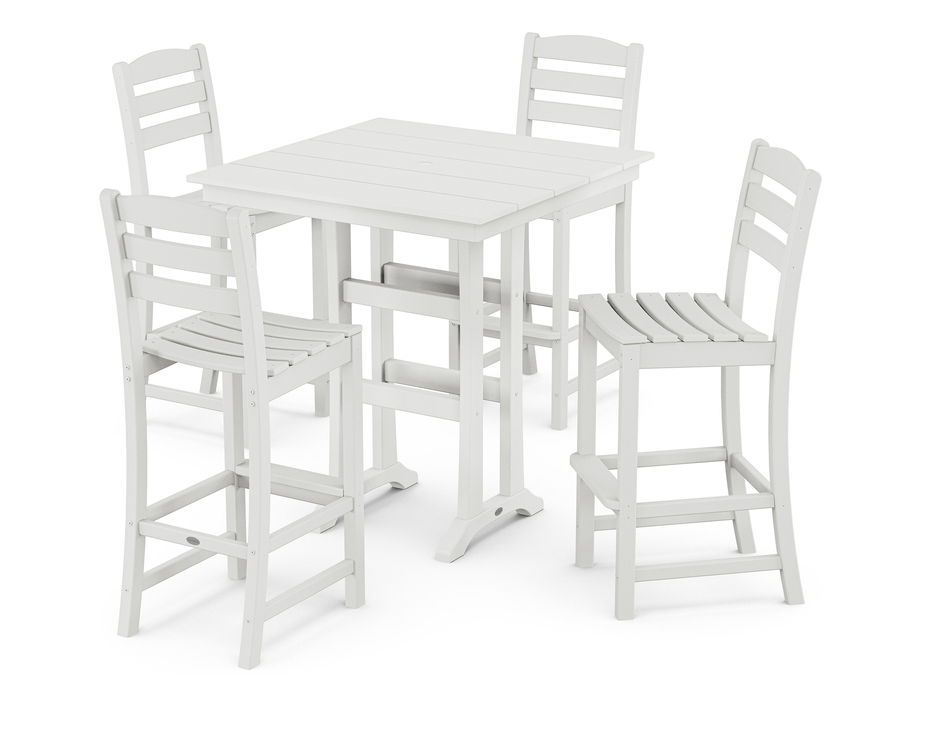 La Casa Caf 5-Piece Farmhouse Trestle Bar Set in White