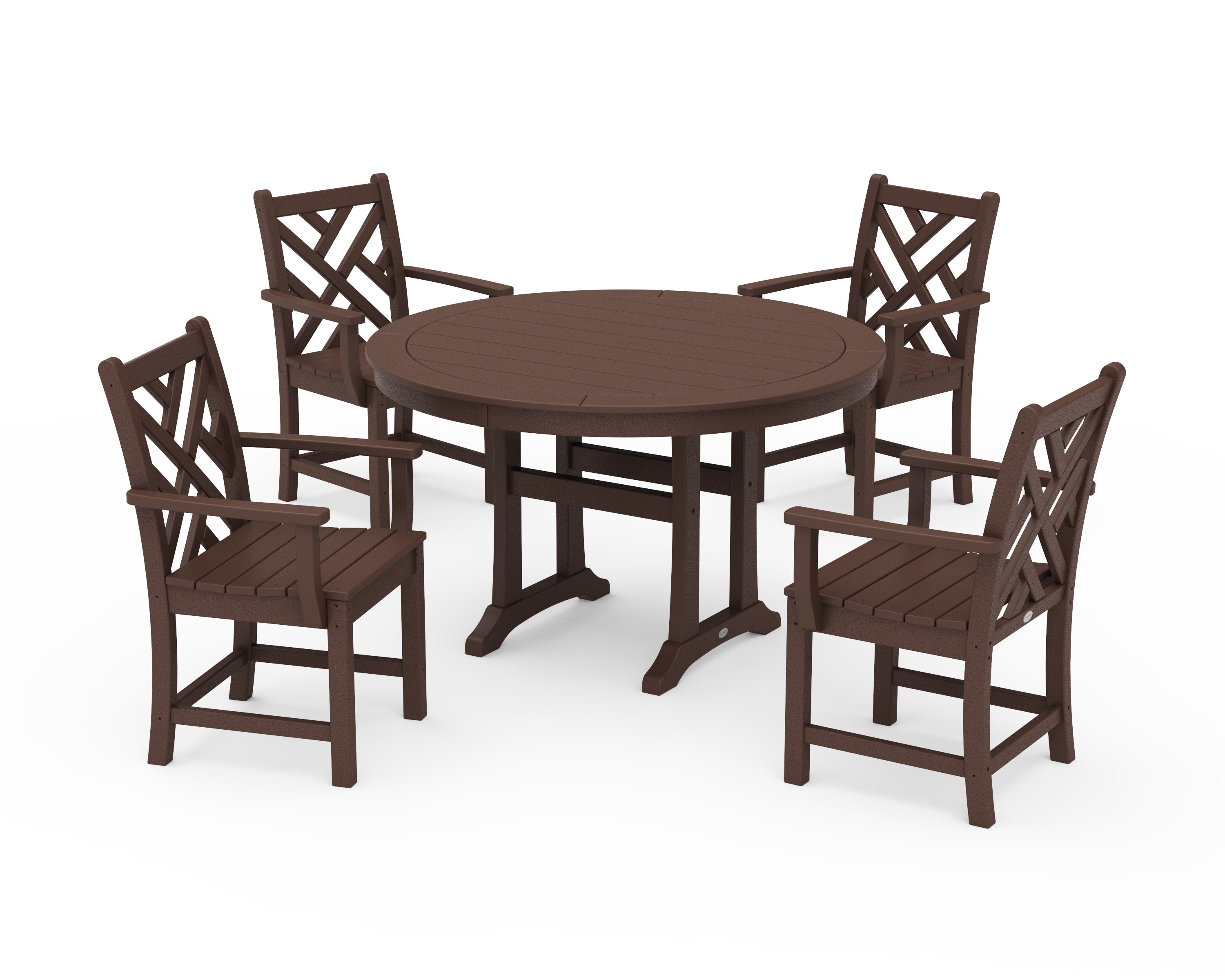 Chippendale 5-Piece Nautical Trestle Dining Arm Chair Set in Mahogany