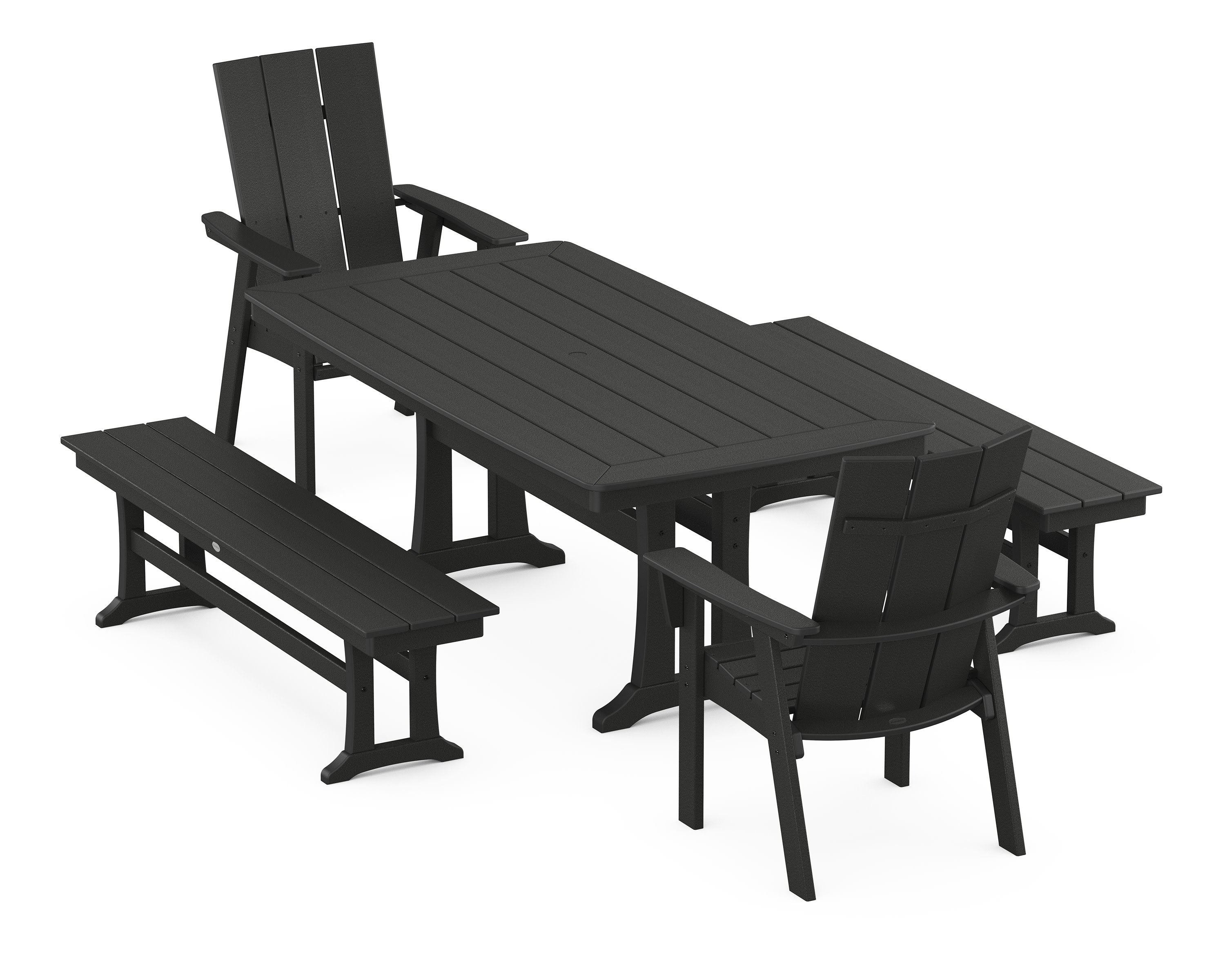 Modern Adirondack 5-Piece Dining Set with Trestle Legs in Black