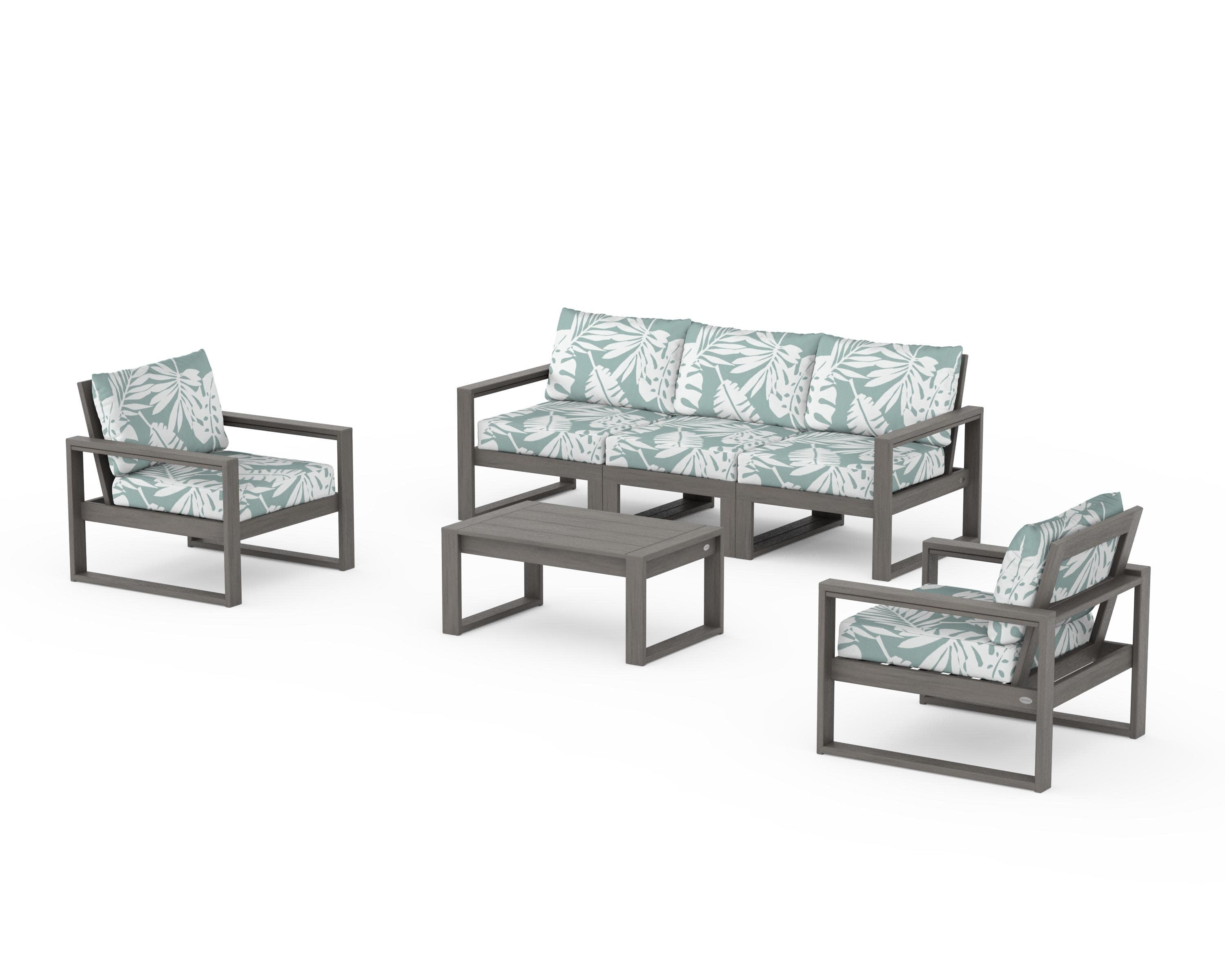 EDGE Sectional 4-Piece Deep Seating Set with Sofa in Driftwood / Leaf Glacier Spa