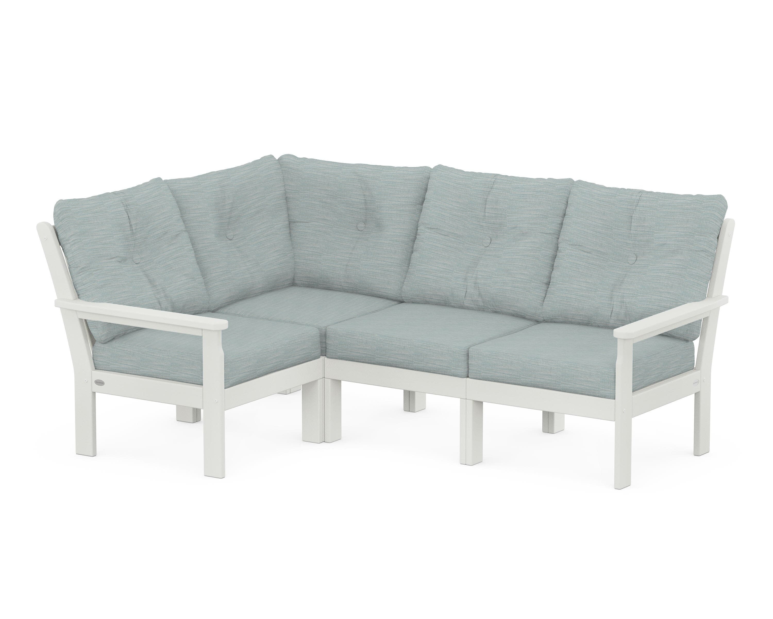 Vineyard 4-Piece Sectional in Vintage White / Soothe Mist