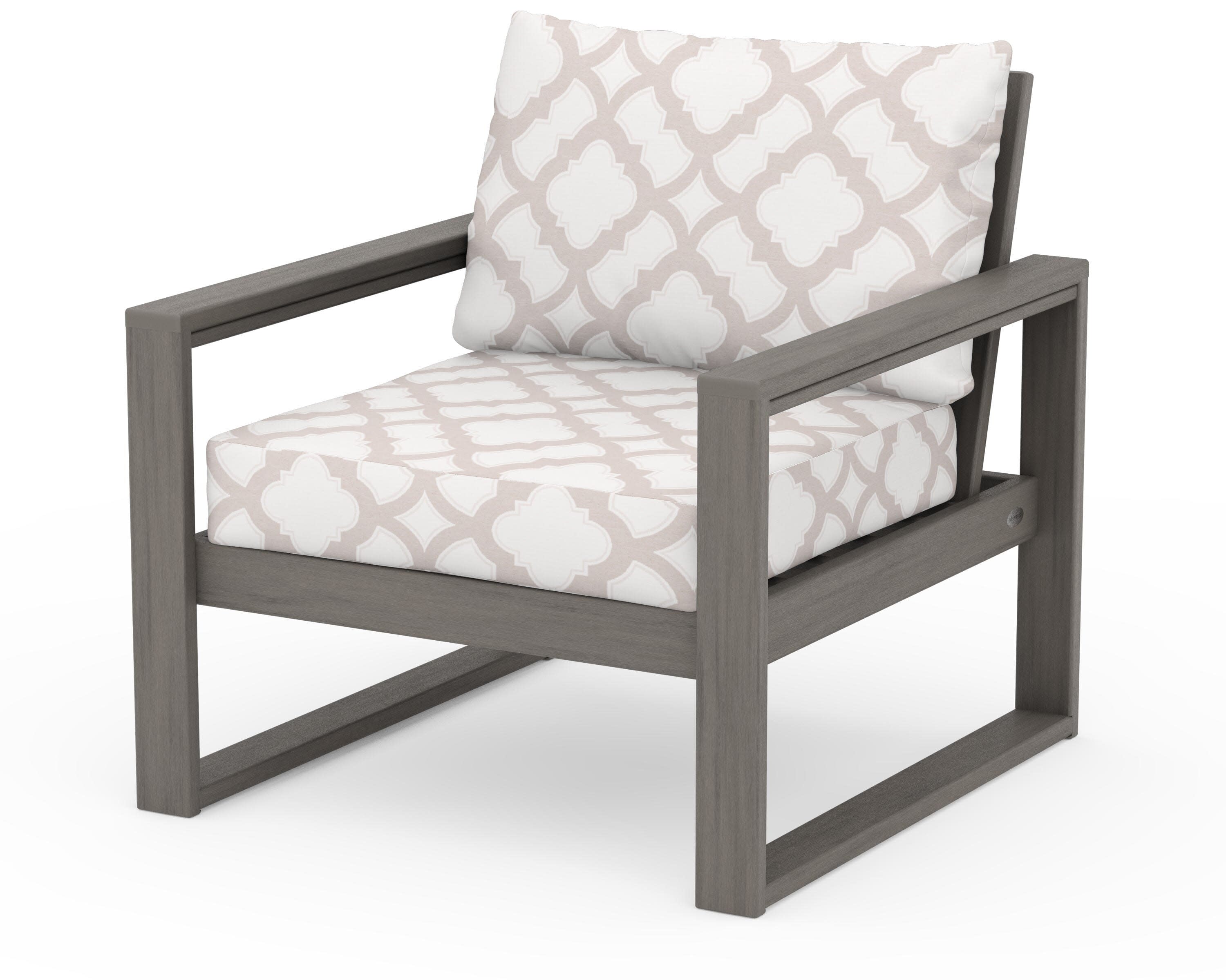 EDGE Club Chair in Driftwood / Trellis Dune Burlap