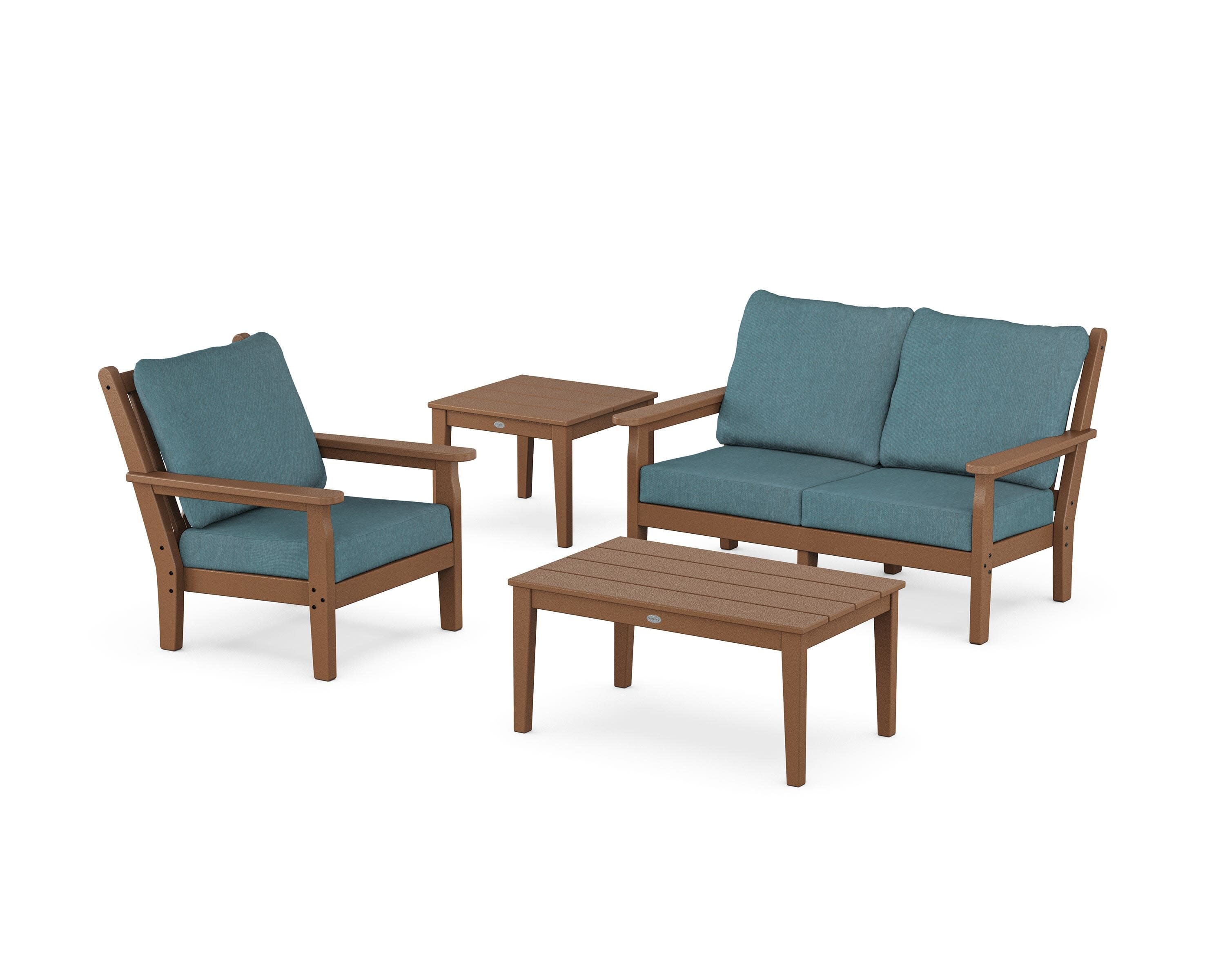 Chippendale 4-Piece Deep Seating Set in Teak / Ocean Teal
