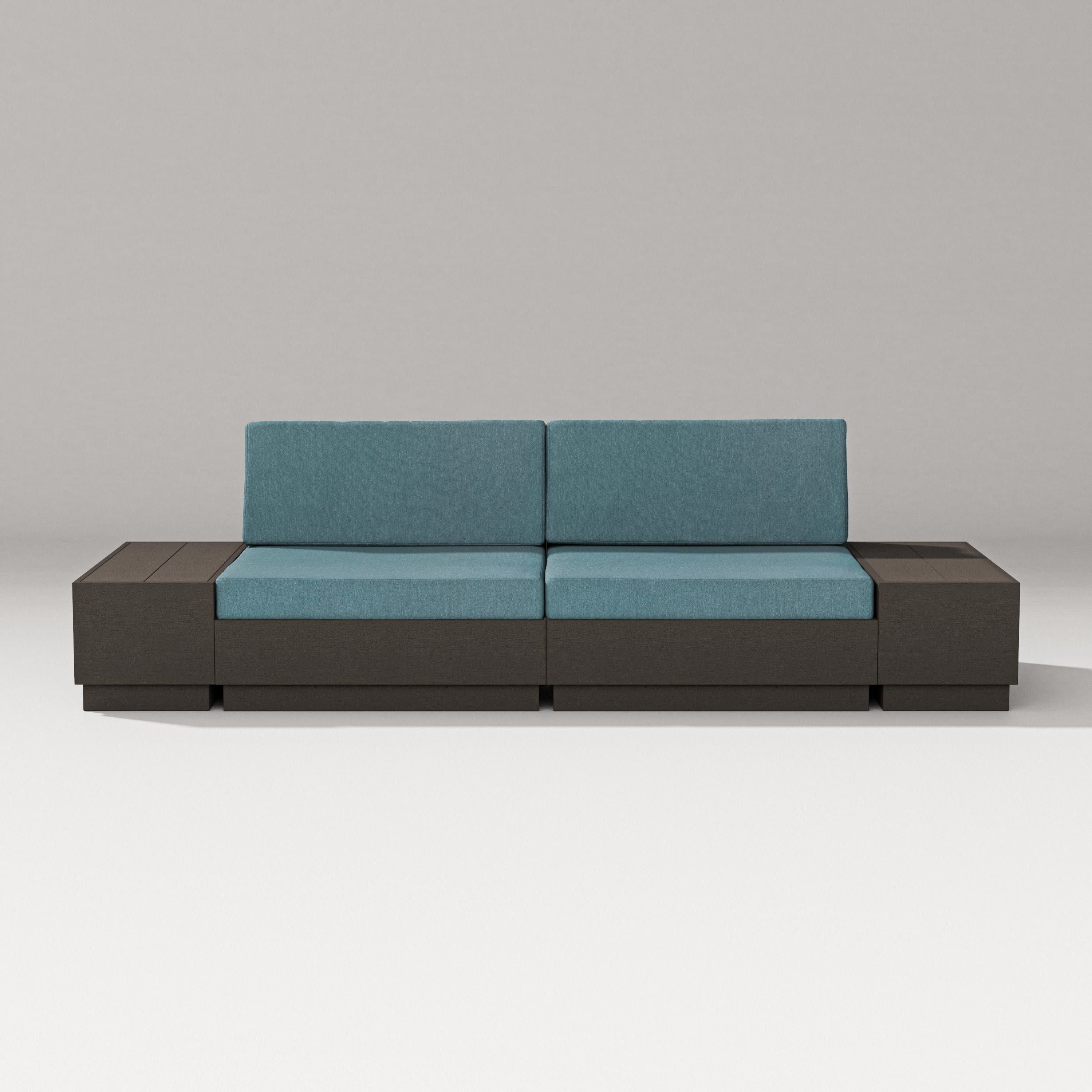 Elevate 4-Piece Loveseat Sectional in Vintage Coffee / Ocean Teal