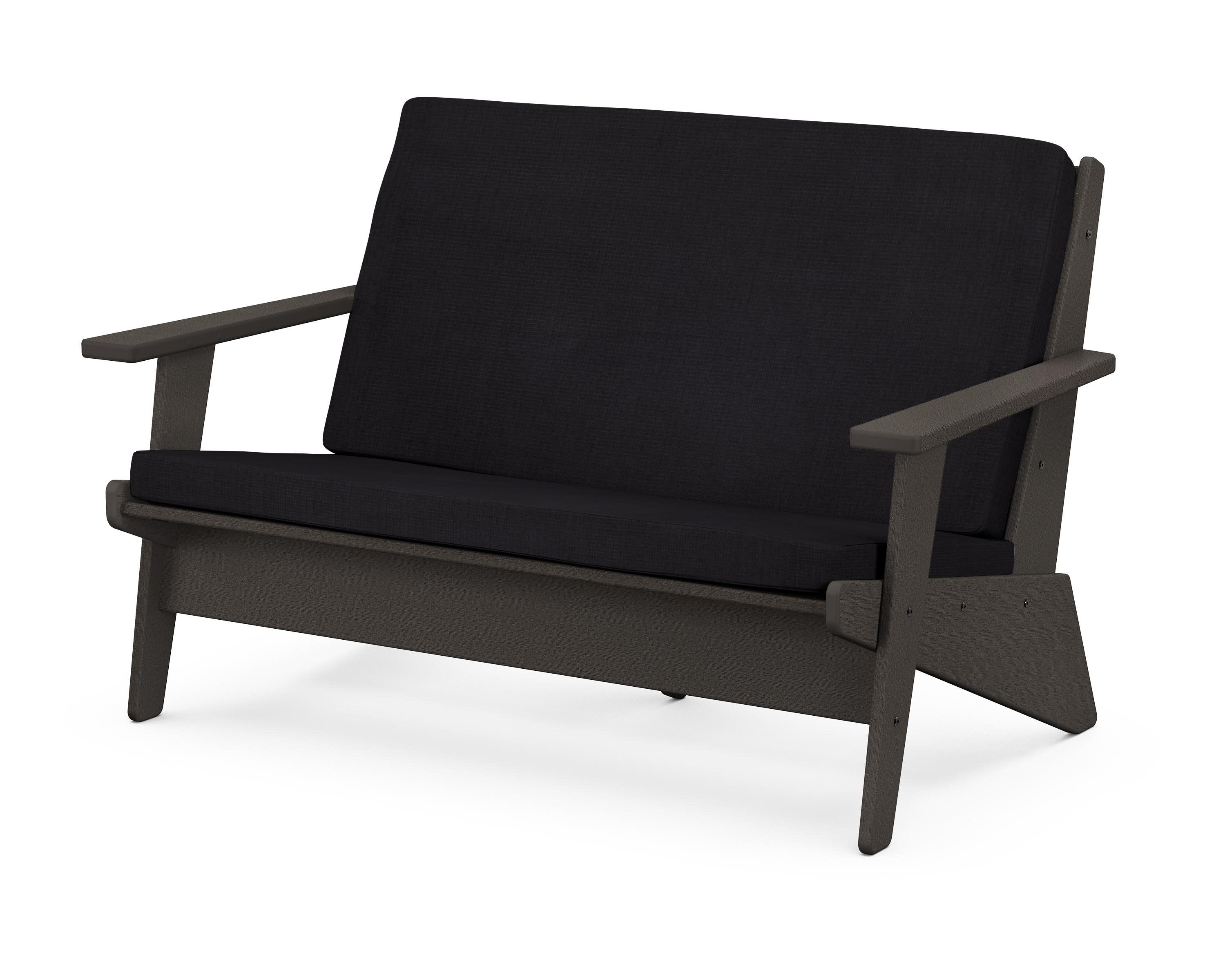 Riviera Modern Lounge Loveseat in Vintage Coffee / Midnight Linen