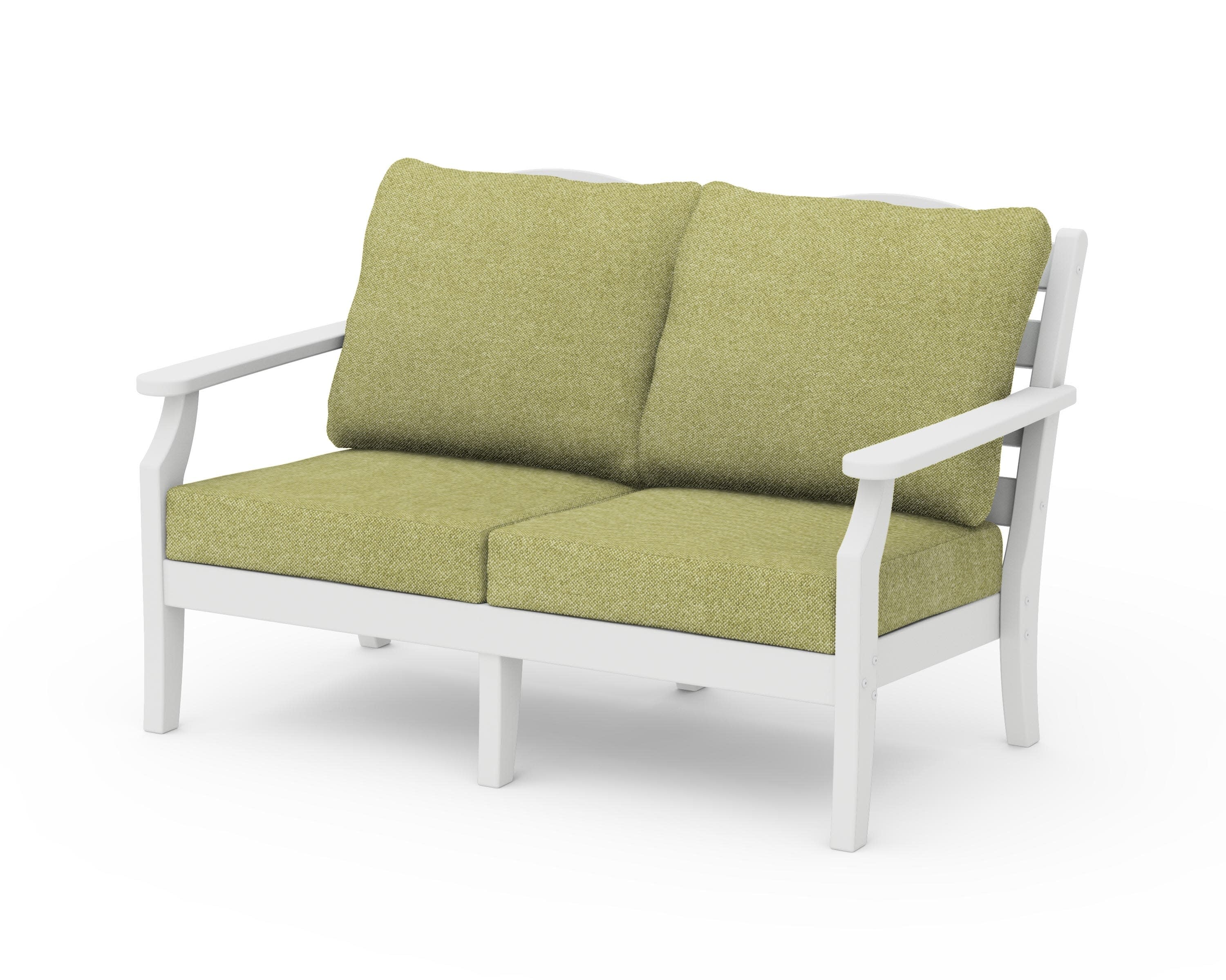 Savannah Deep Seating Loveseat in White / Chartreuse Boucle