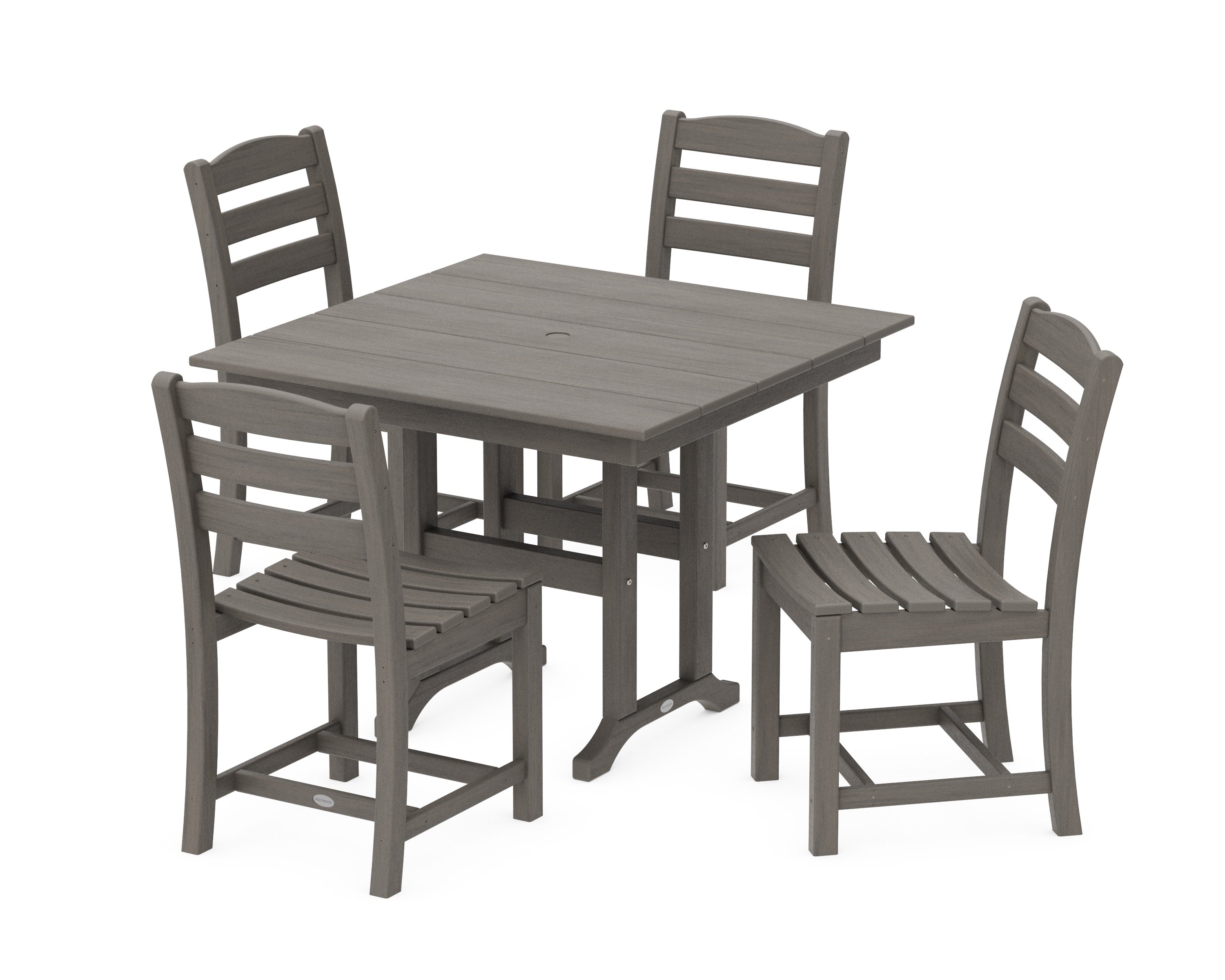 La Casa Caf Side Chair 5-Piece Farmhouse Dining Set in Driftwood