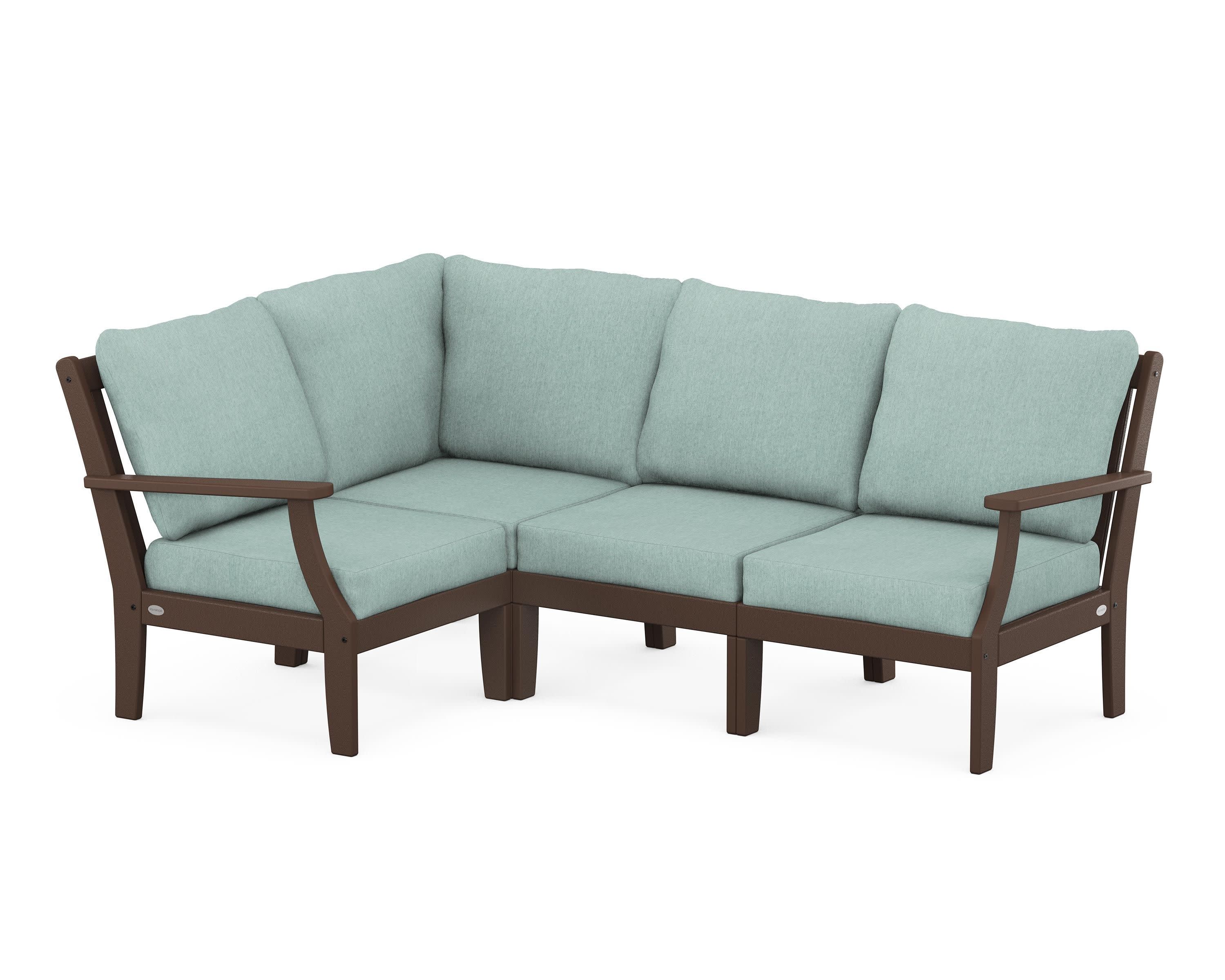 Braxton Modular 4-Piece Deep Seating Set in Mahogany / Glacier Spa