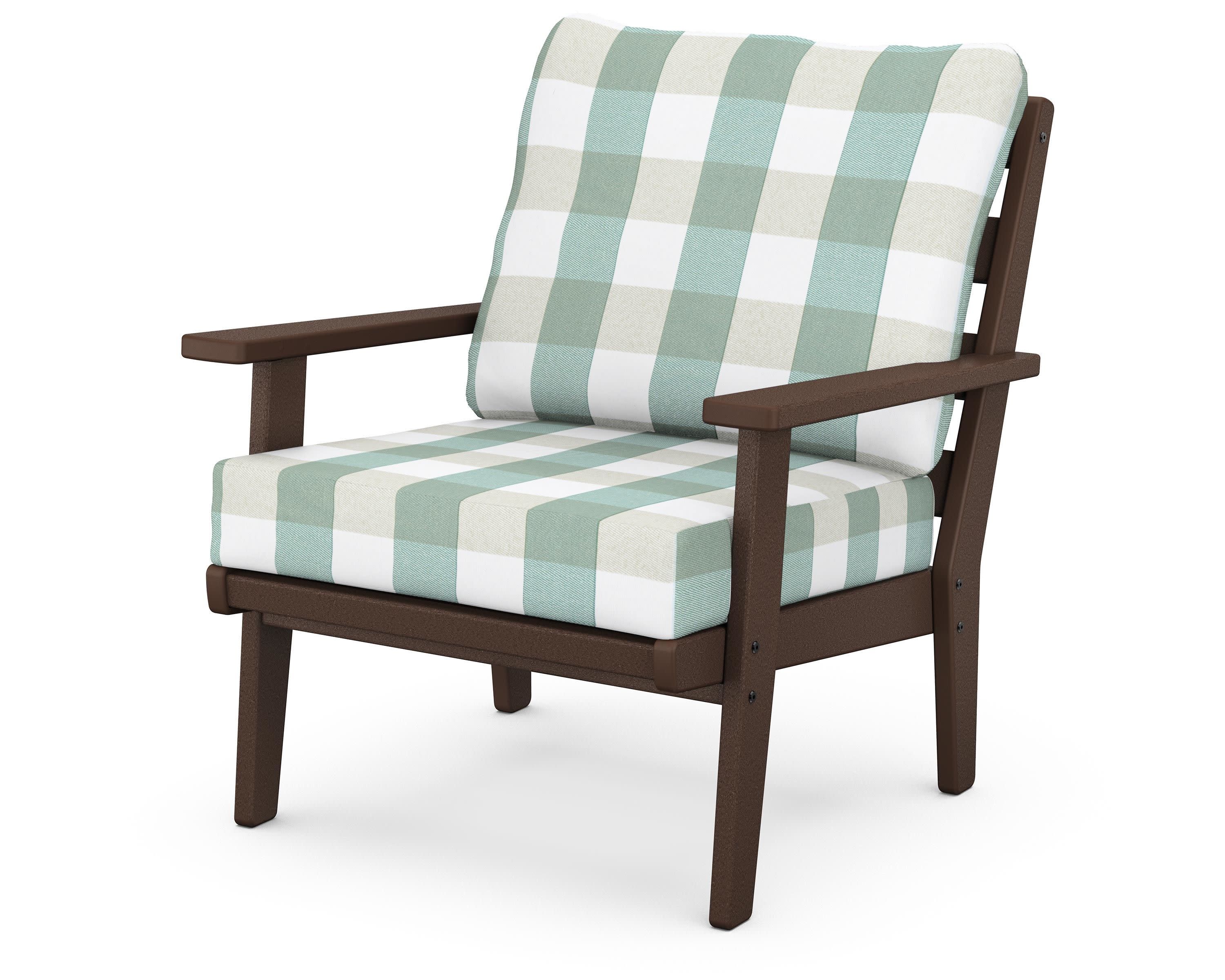 Grant Park Deep Seating Chair in Mahogany / Buffalo Plaid Glacier Spa