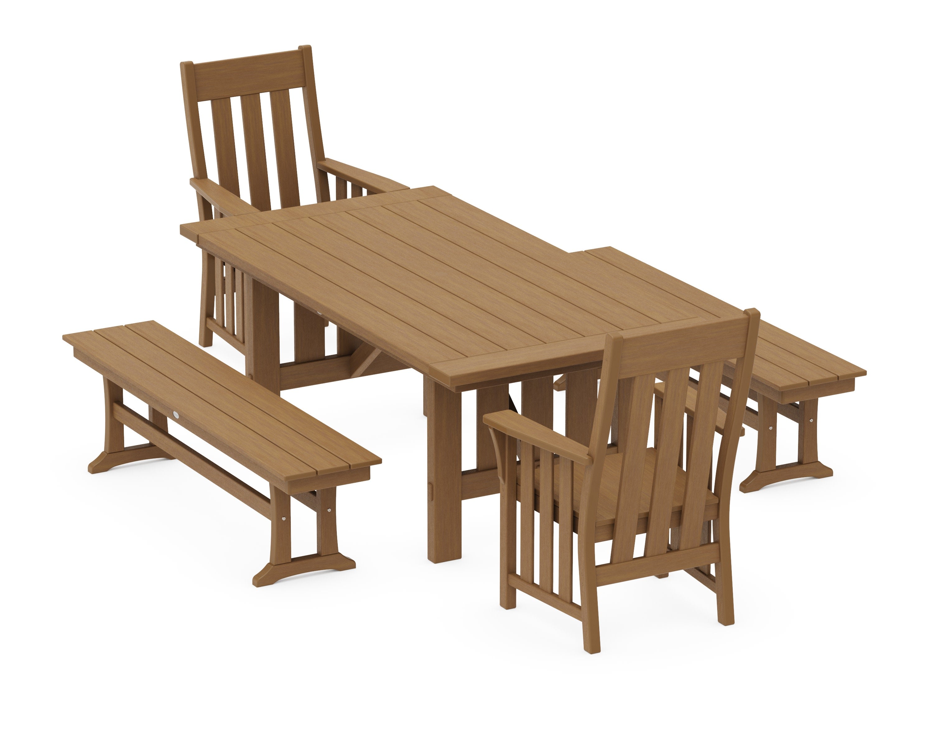 Acadia 5-Piece Dining Set with Benches in Natural