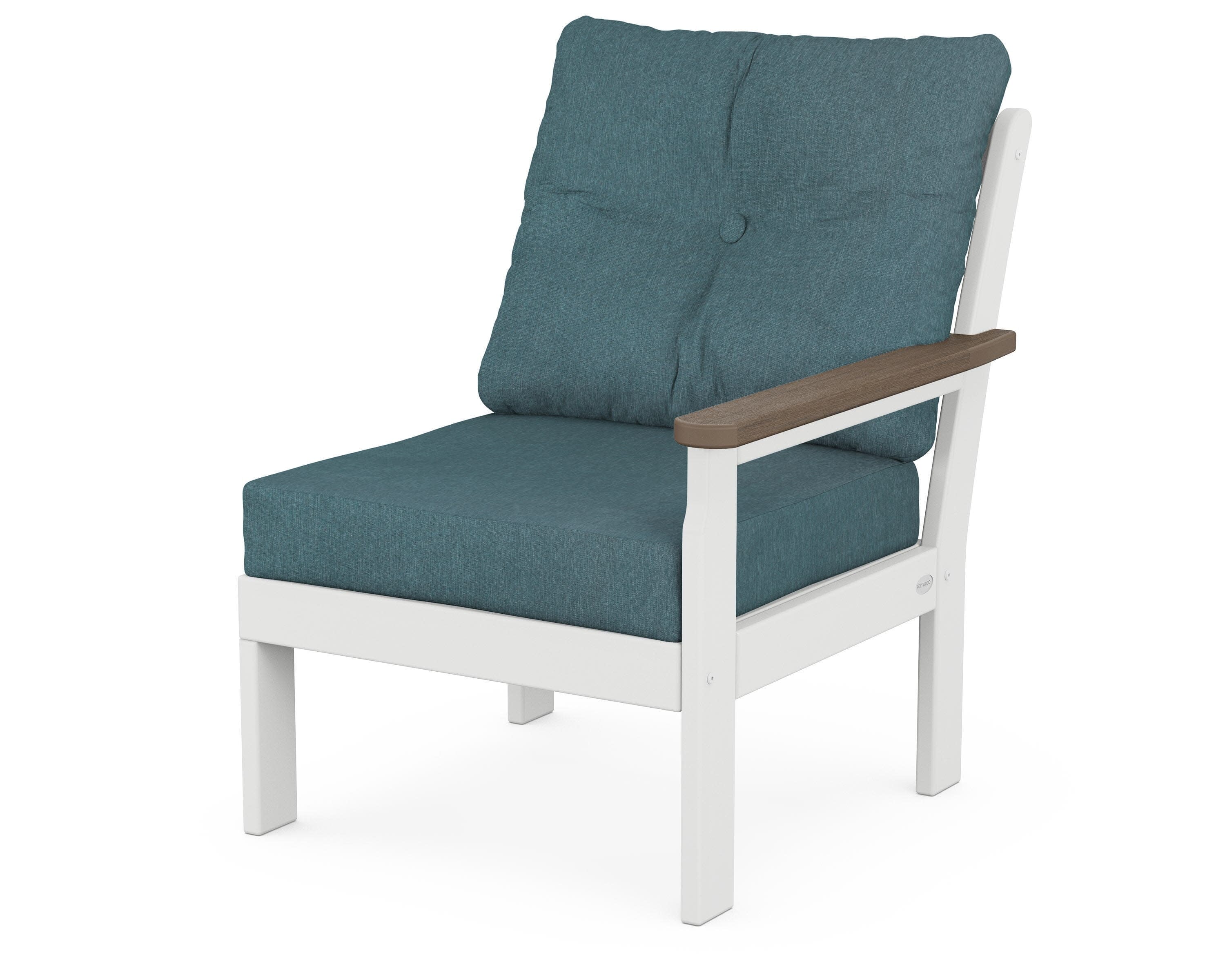 Vineyard Modular Right Arm Chair in White / Kona / Ocean Teal