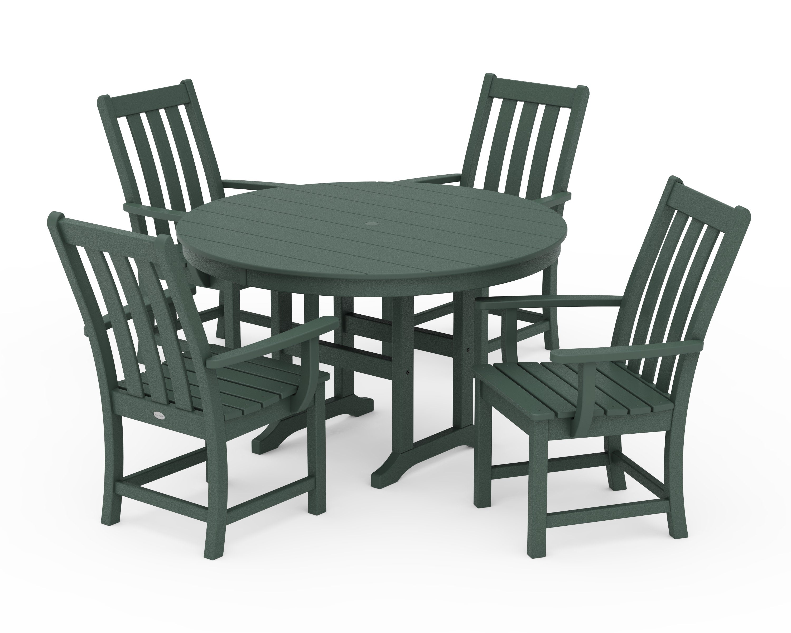 Vineyard 5-Piece Round Farmhouse Dining Set in Green