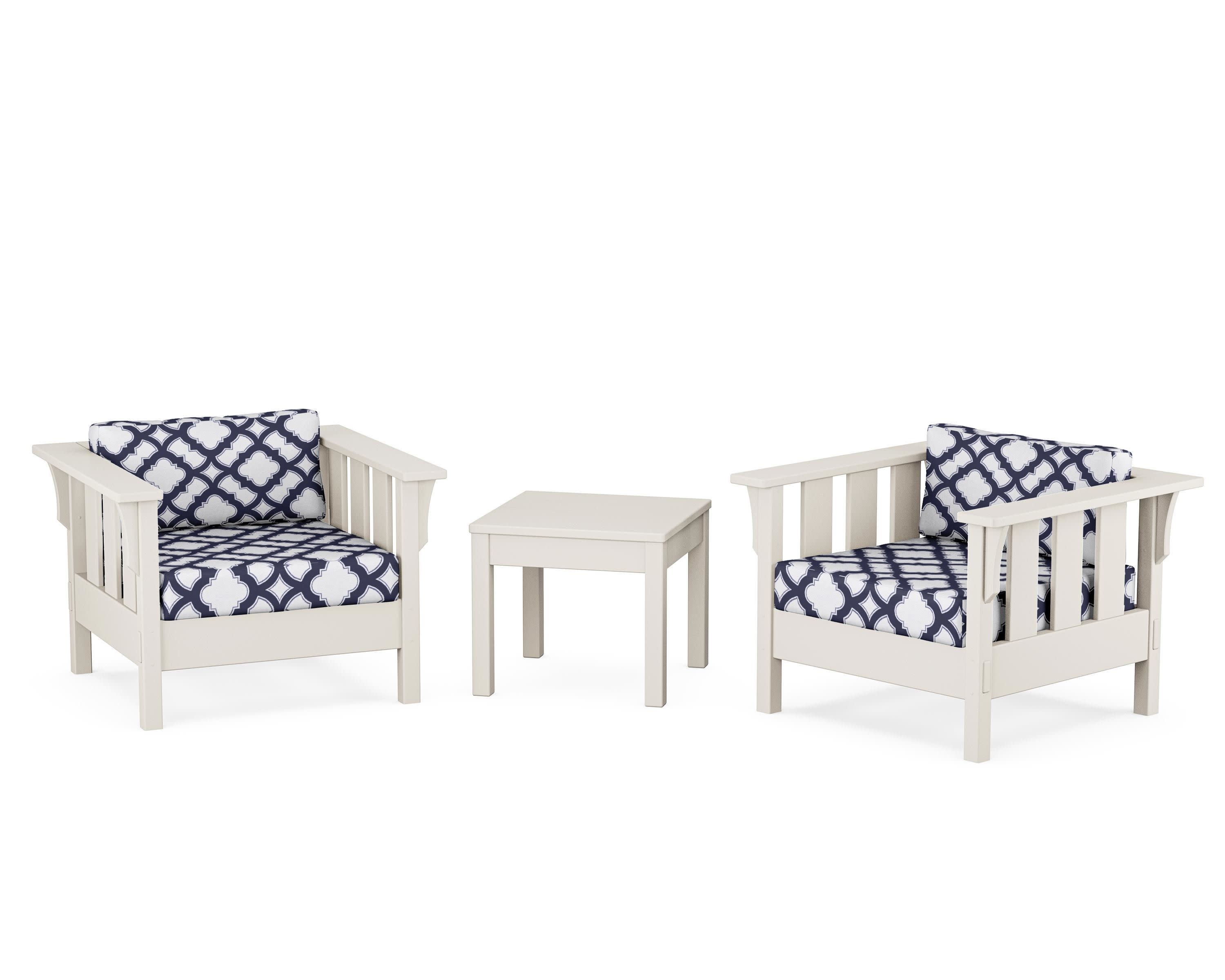 Acadia 3-Piece Deep Seating Set in Sand / Trellis Navy