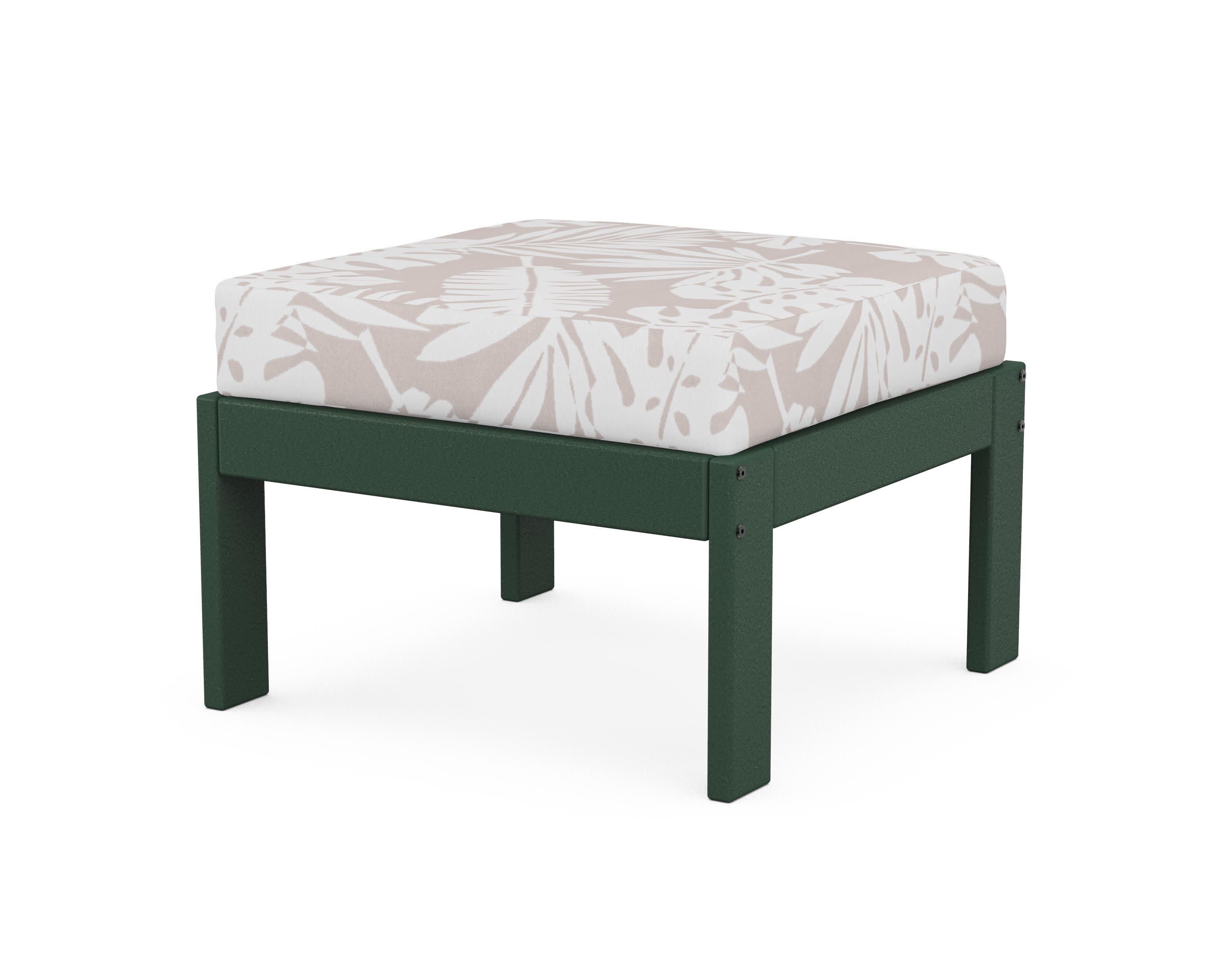 Vineyard Modular Ottoman in Green / Leaf Dune Burlap