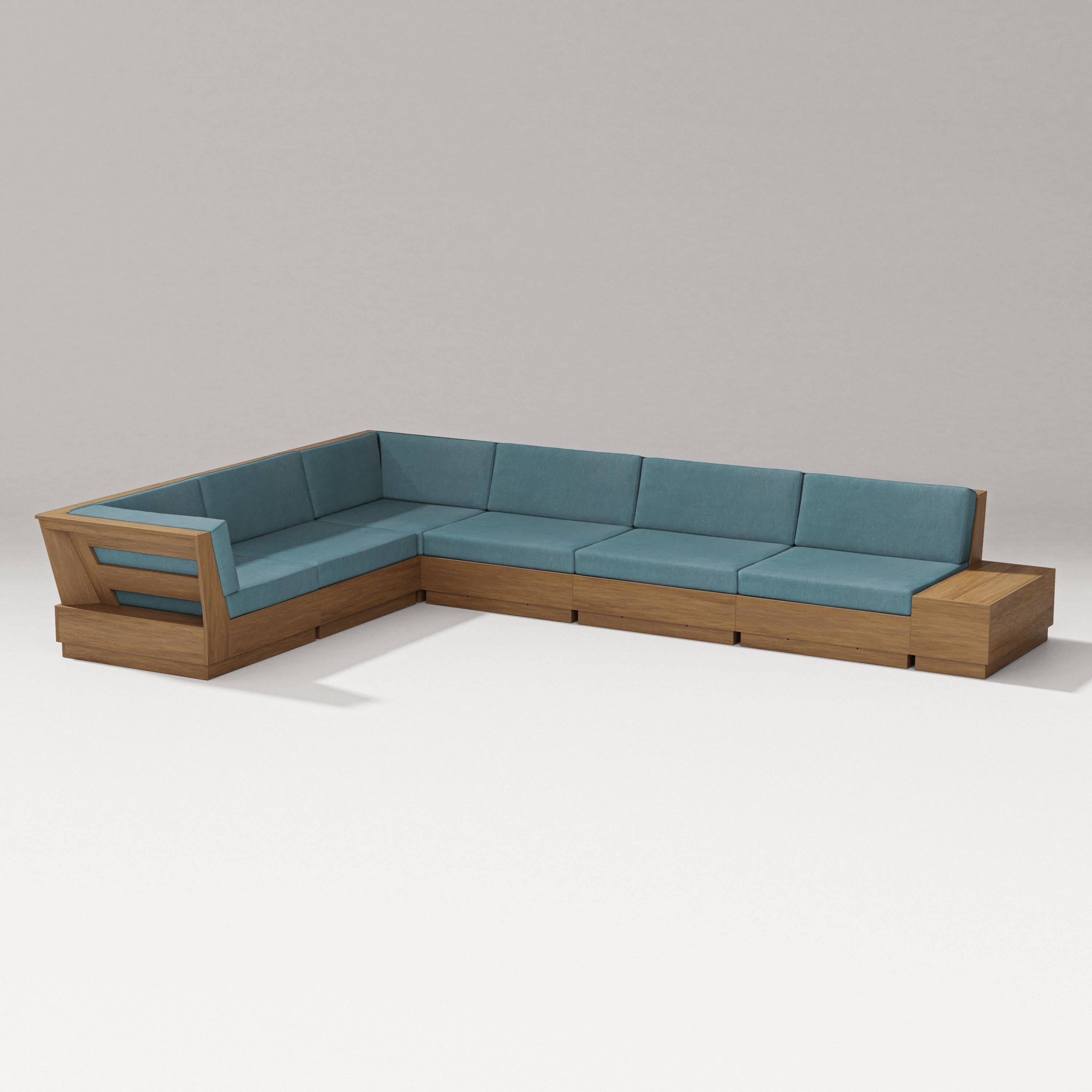 Elevate 7-Piece Corner Sectional in Natural / Ocean Teal