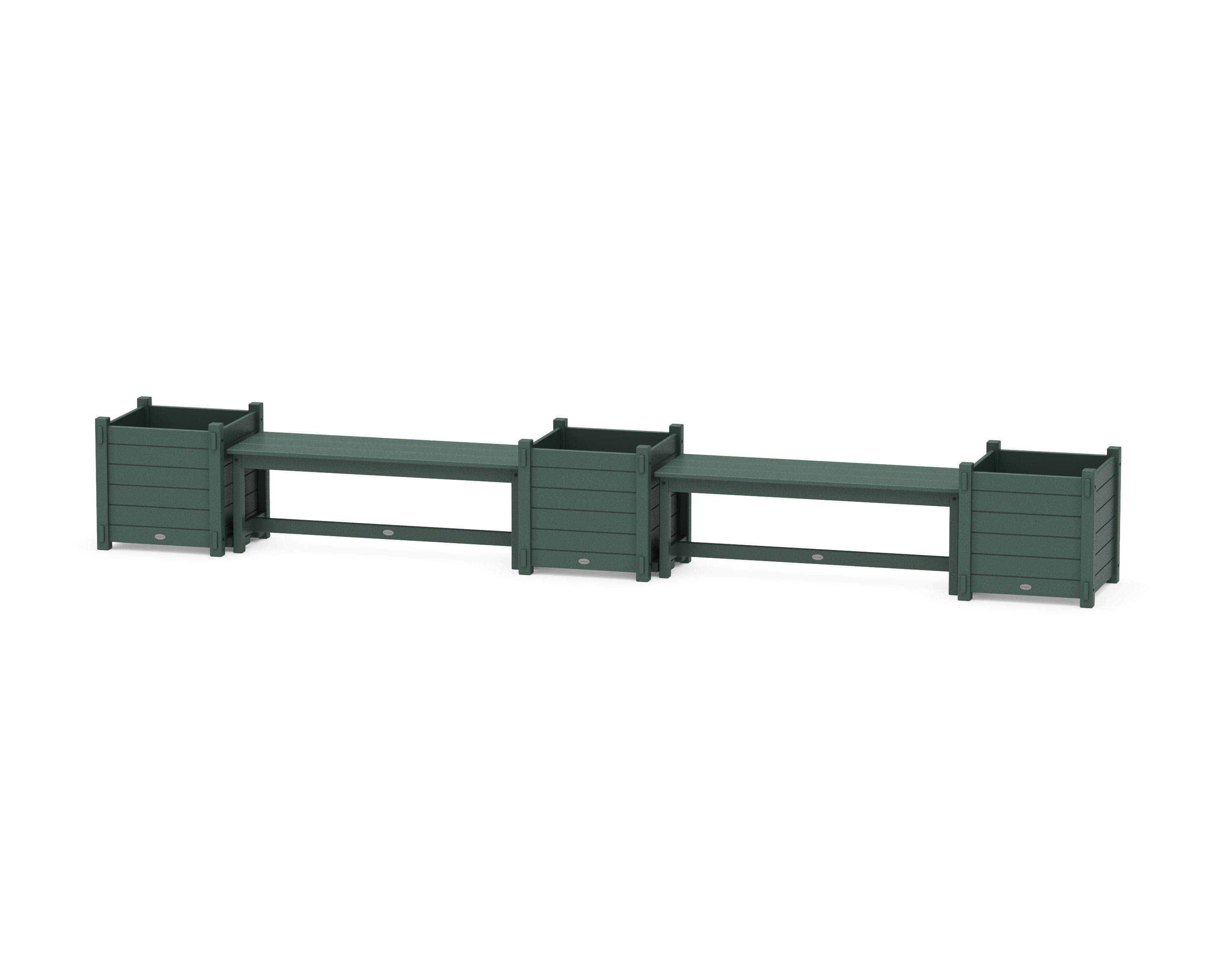 48" Nautical Straight Double Planter Bench Set - Large in Green