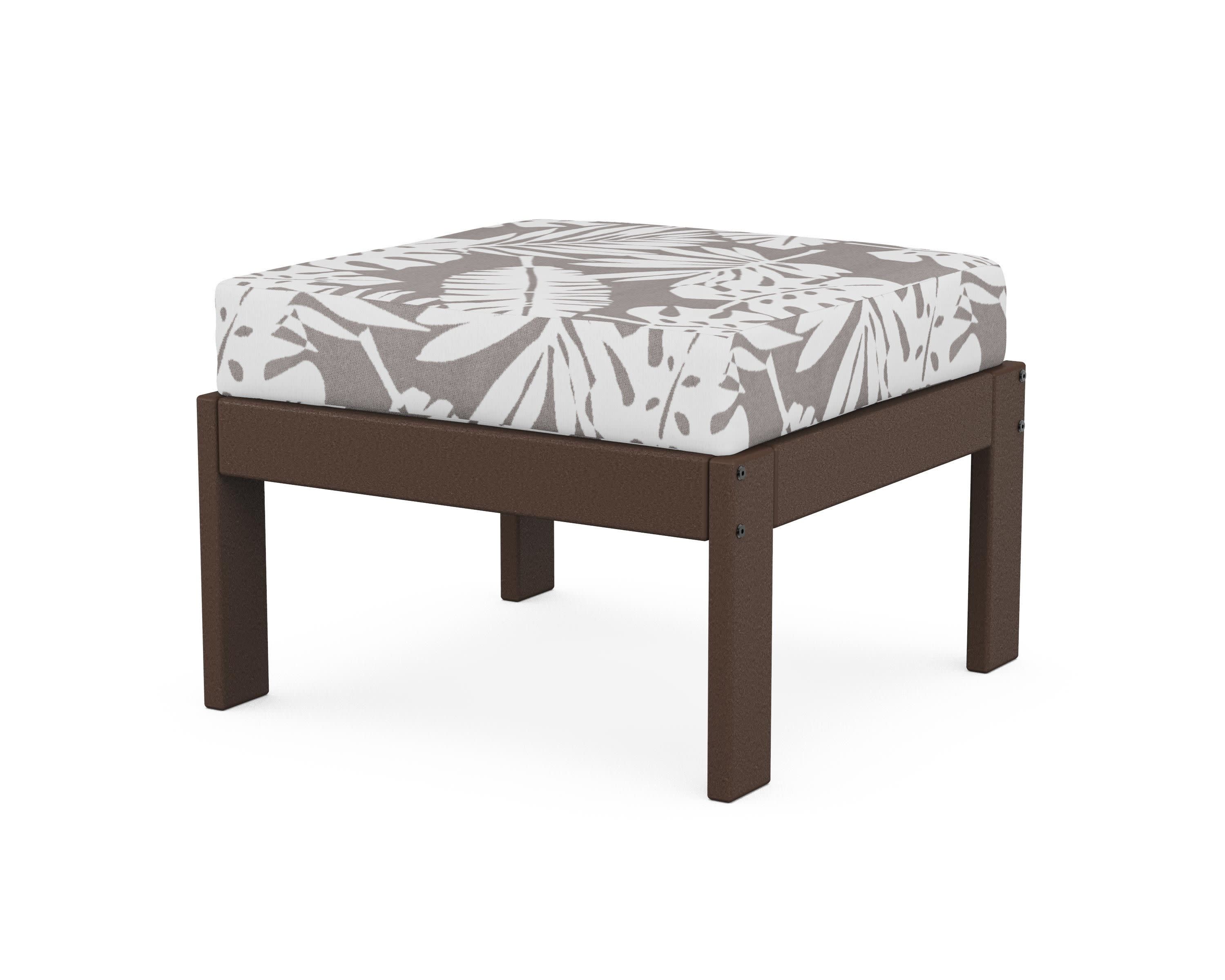 Vineyard Modular Ottoman in Mahogany / Leaf Grey Mist