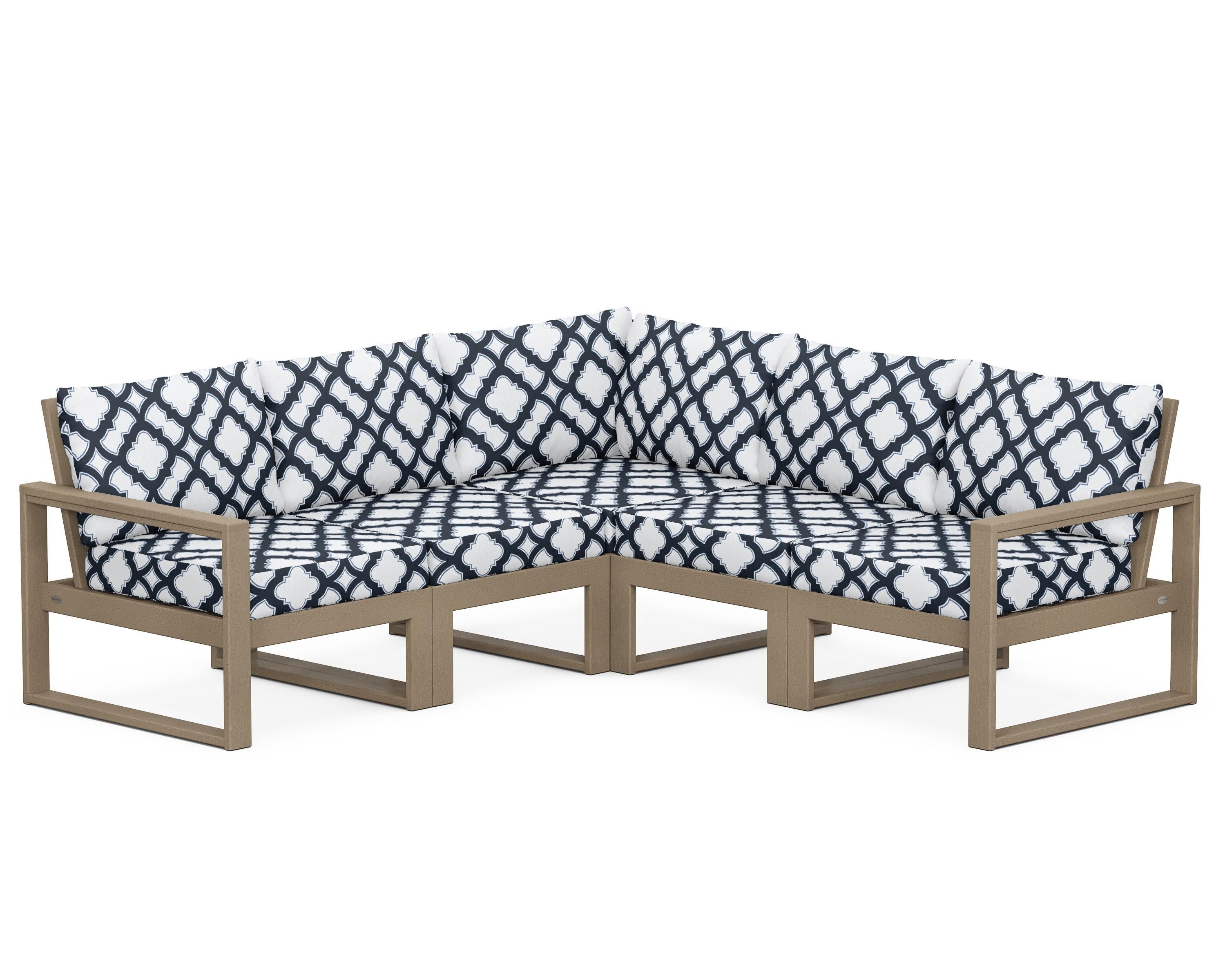 EDGE 5-Piece Modular Deep Seating Set in Vintage Sahara / Trellis Marine Indigo