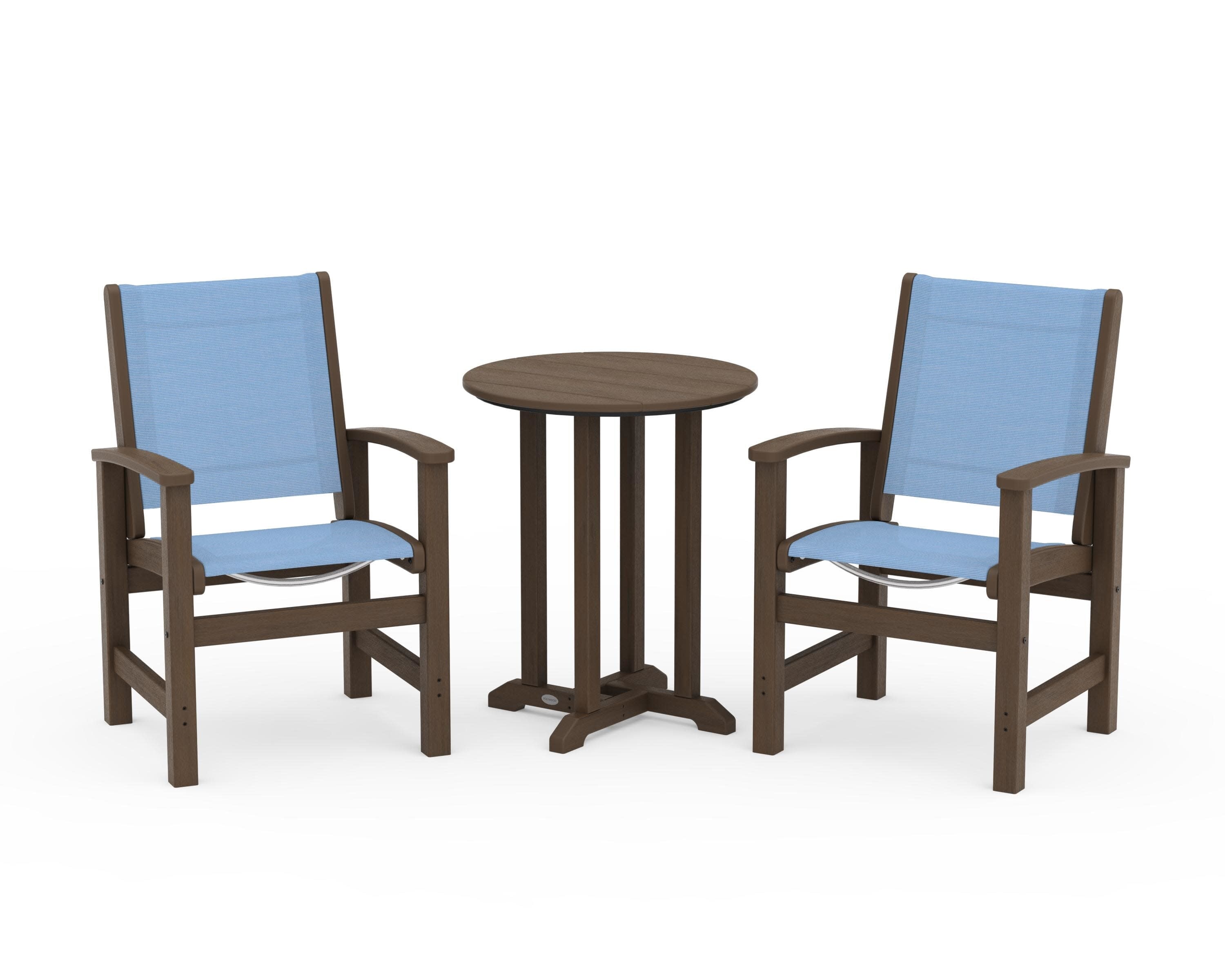 Coastal 3-Piece Round Bistro Dining Set in Kona / Poolside Sling
