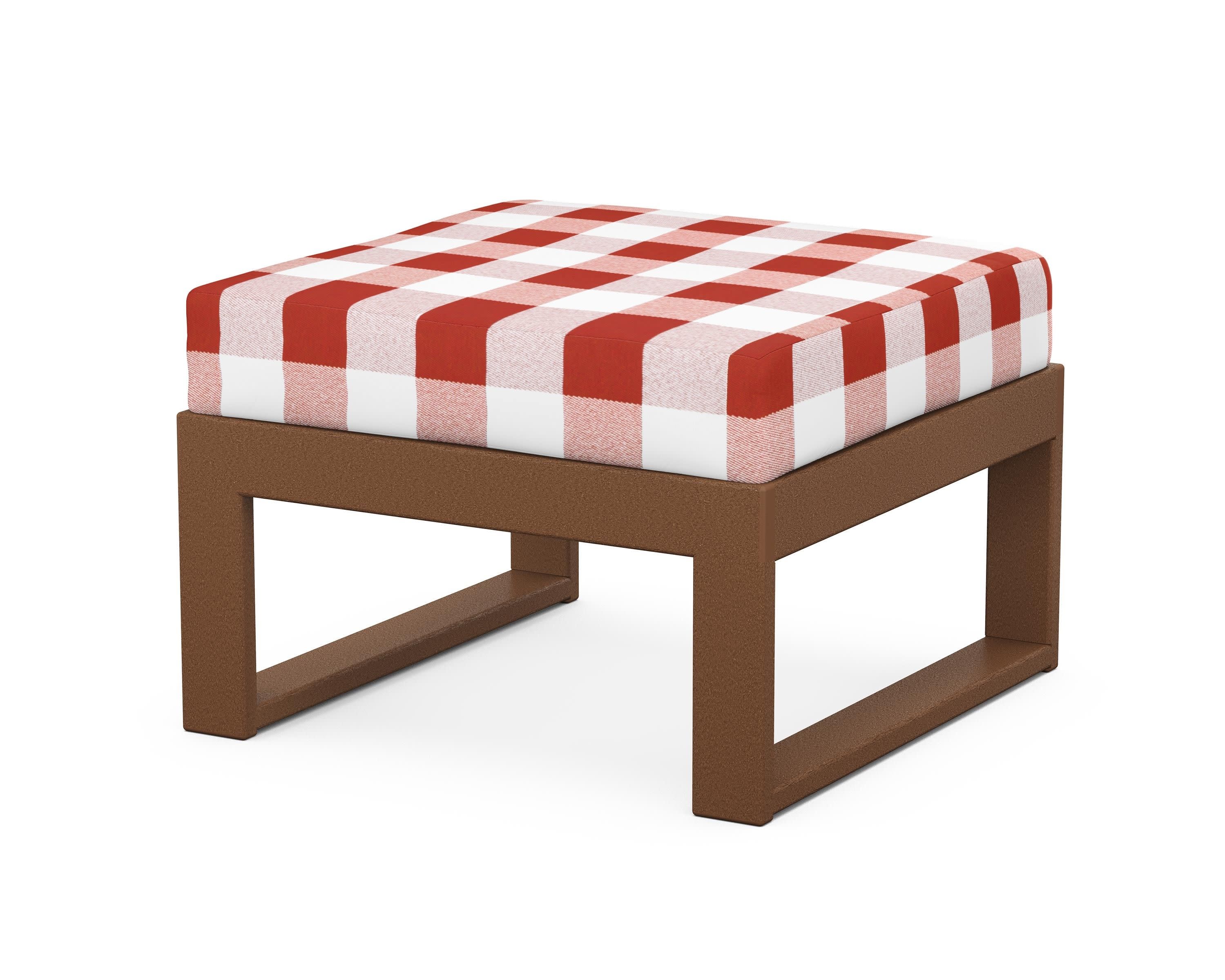 Modular Ottoman - Modern in Teak / Buffalo Plaid Crimson