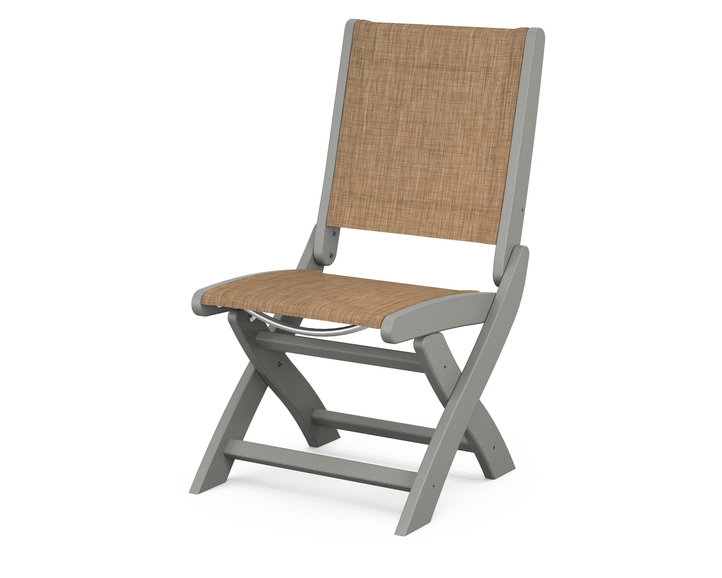 Coastal Folding Side Chair in Slate Grey / Burlap Sling