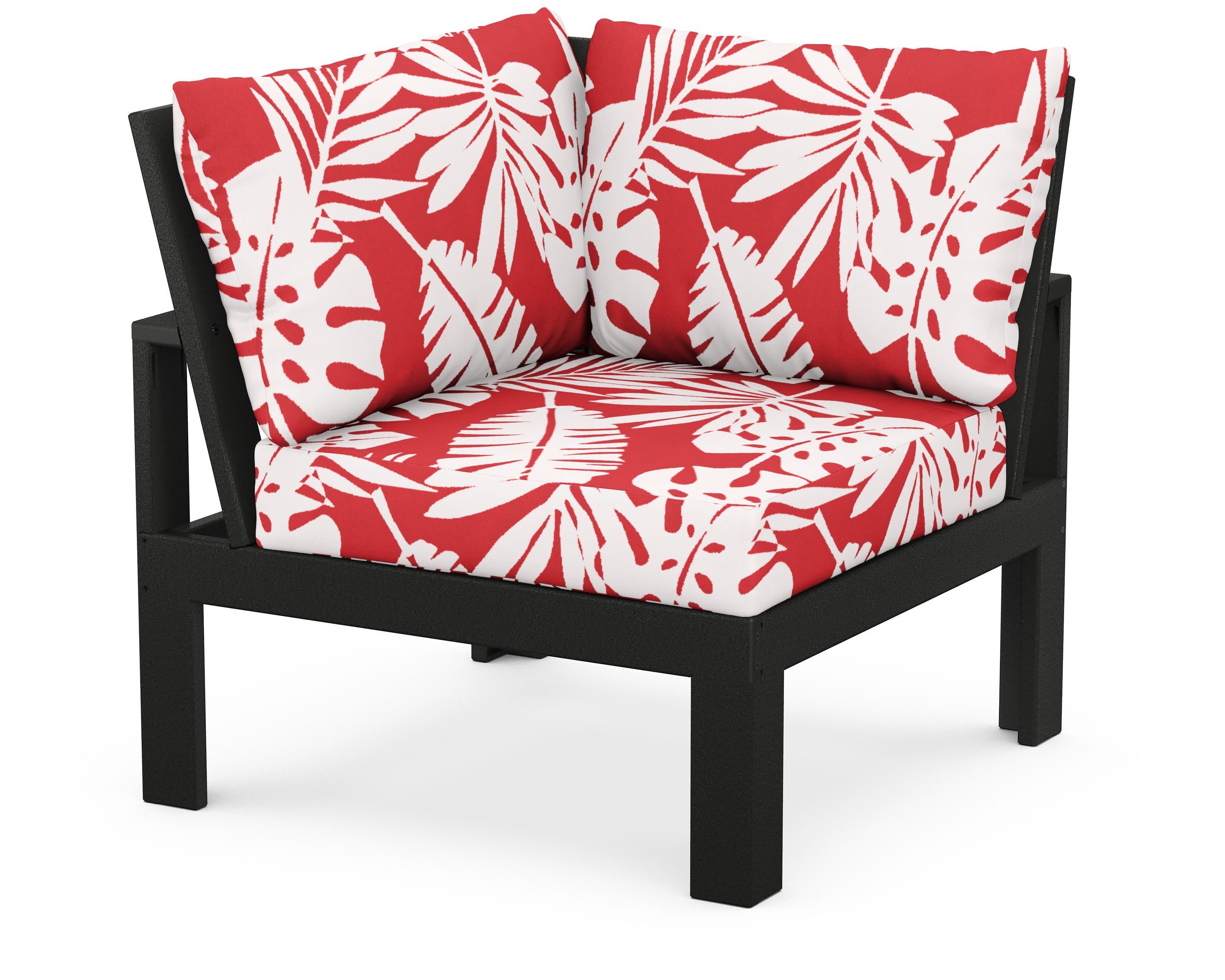 Modular Corner Chair in Black / Leaf Crimson