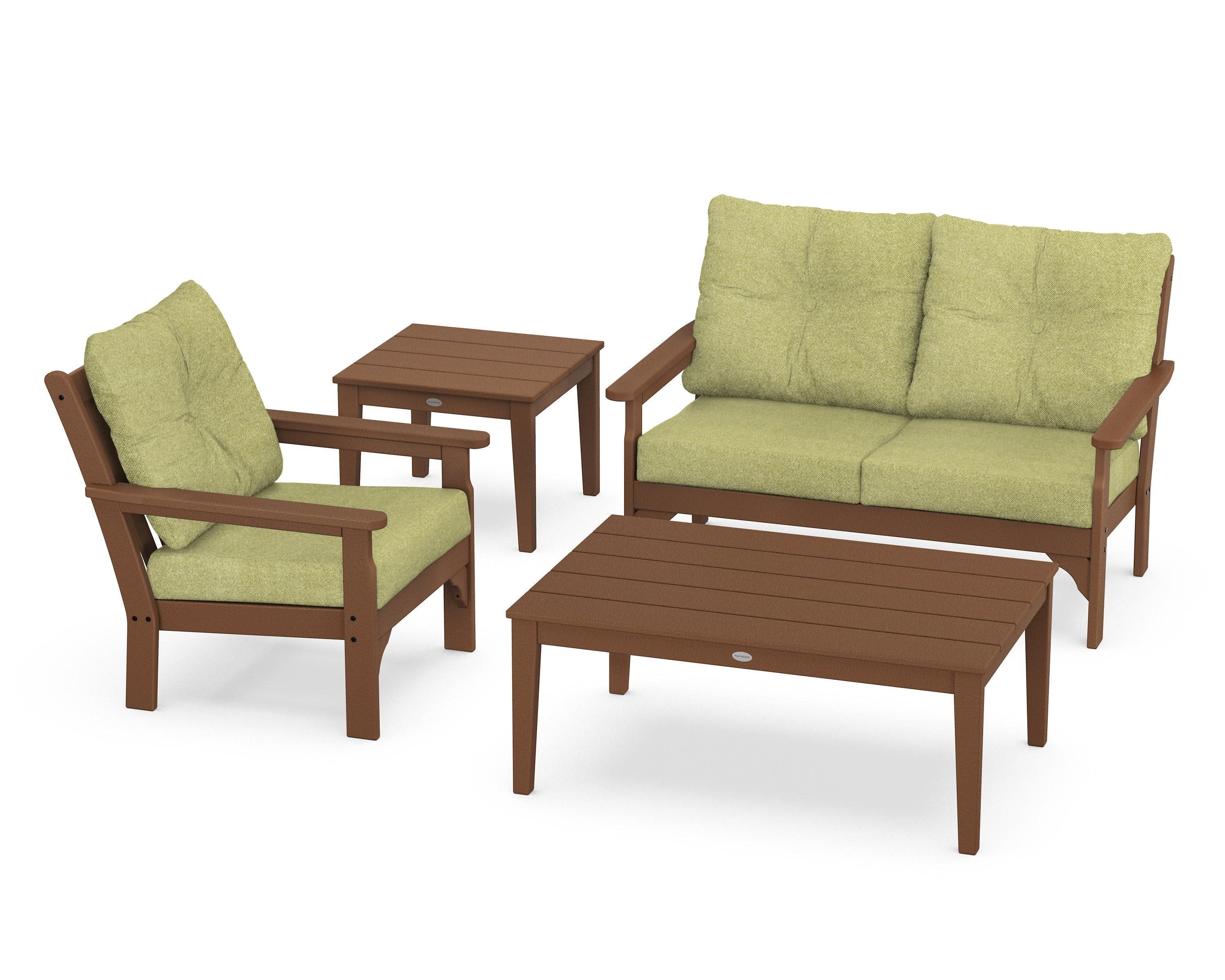 Vineyard 4-Piece Deep Seating Set in Teak / Chartreuse Boucle
