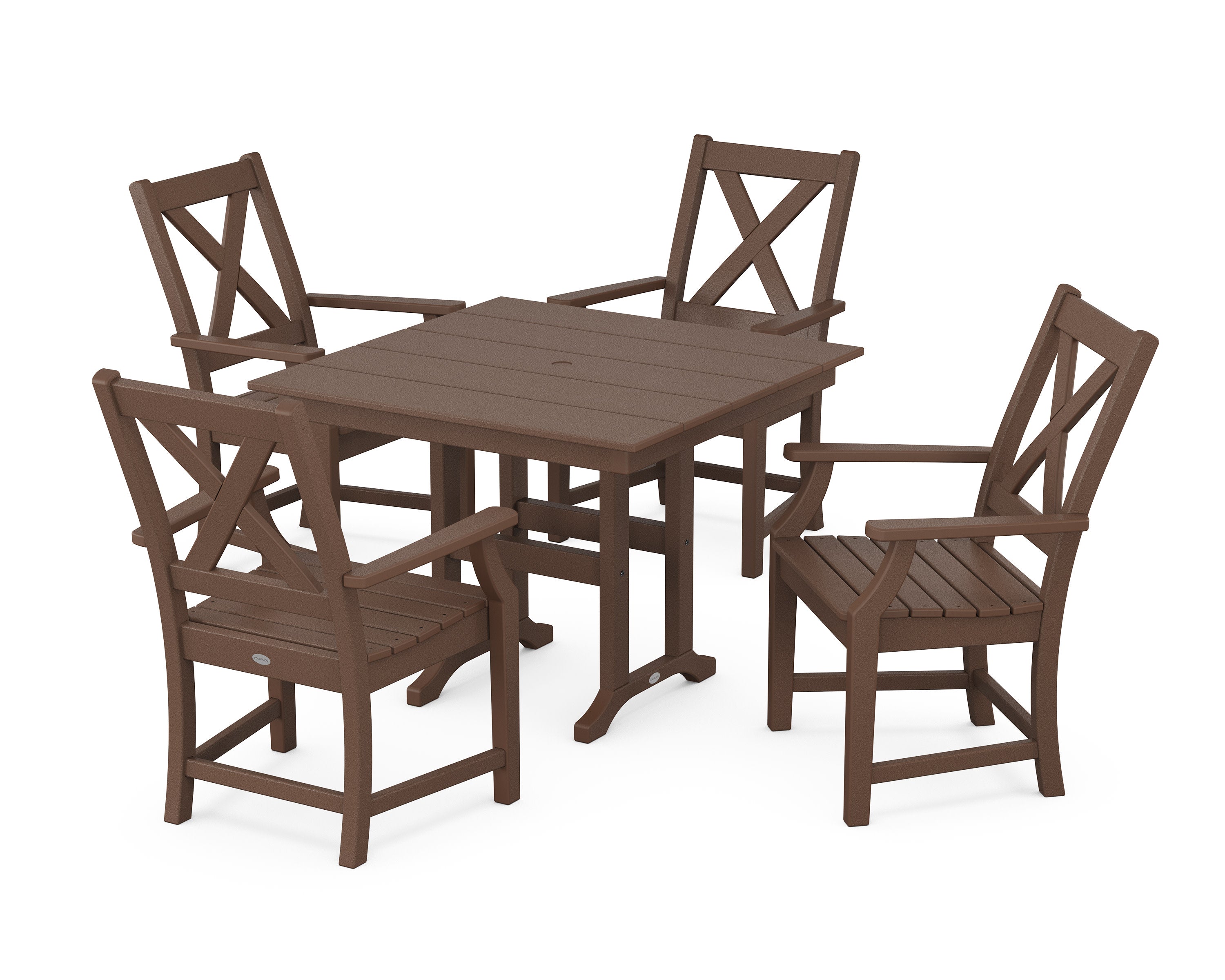 Braxton 5-Piece Farmhouse Dining Set in Mahogany