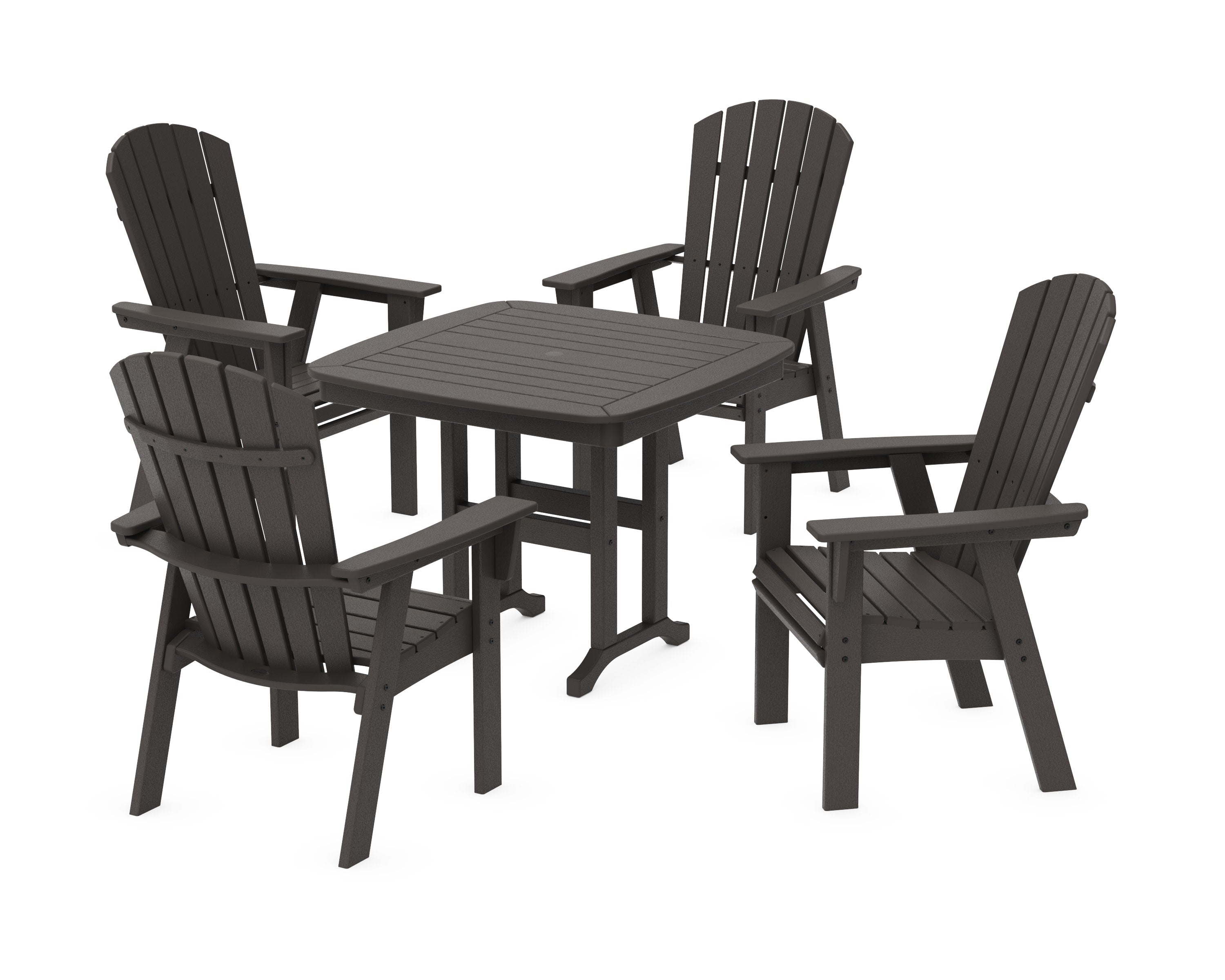 Nautical Curveback Adirondack 5-Piece Dining Set in Vintage Coffee