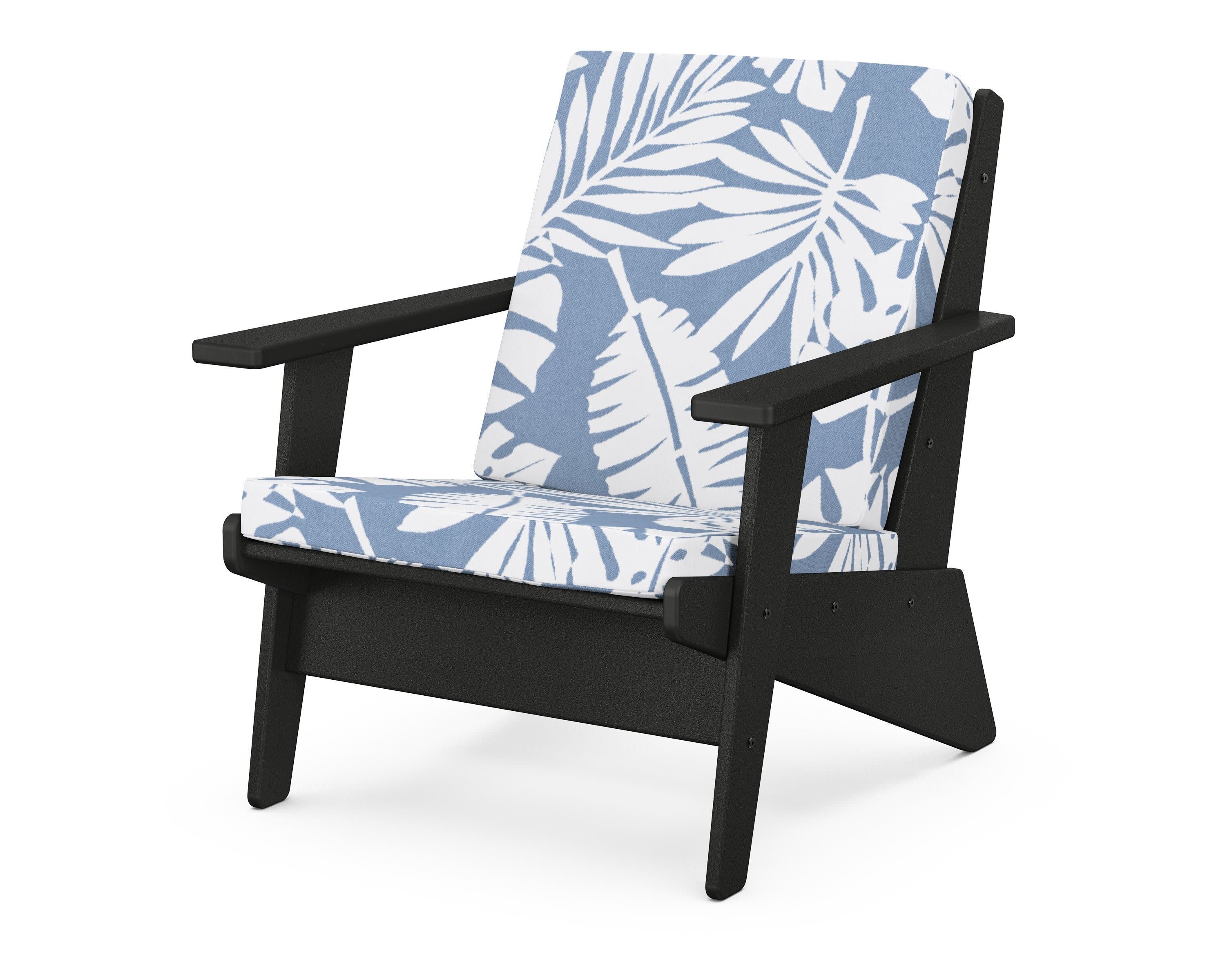 Riviera Modern Lounge Chair in Black / Leaf Sky Blue
