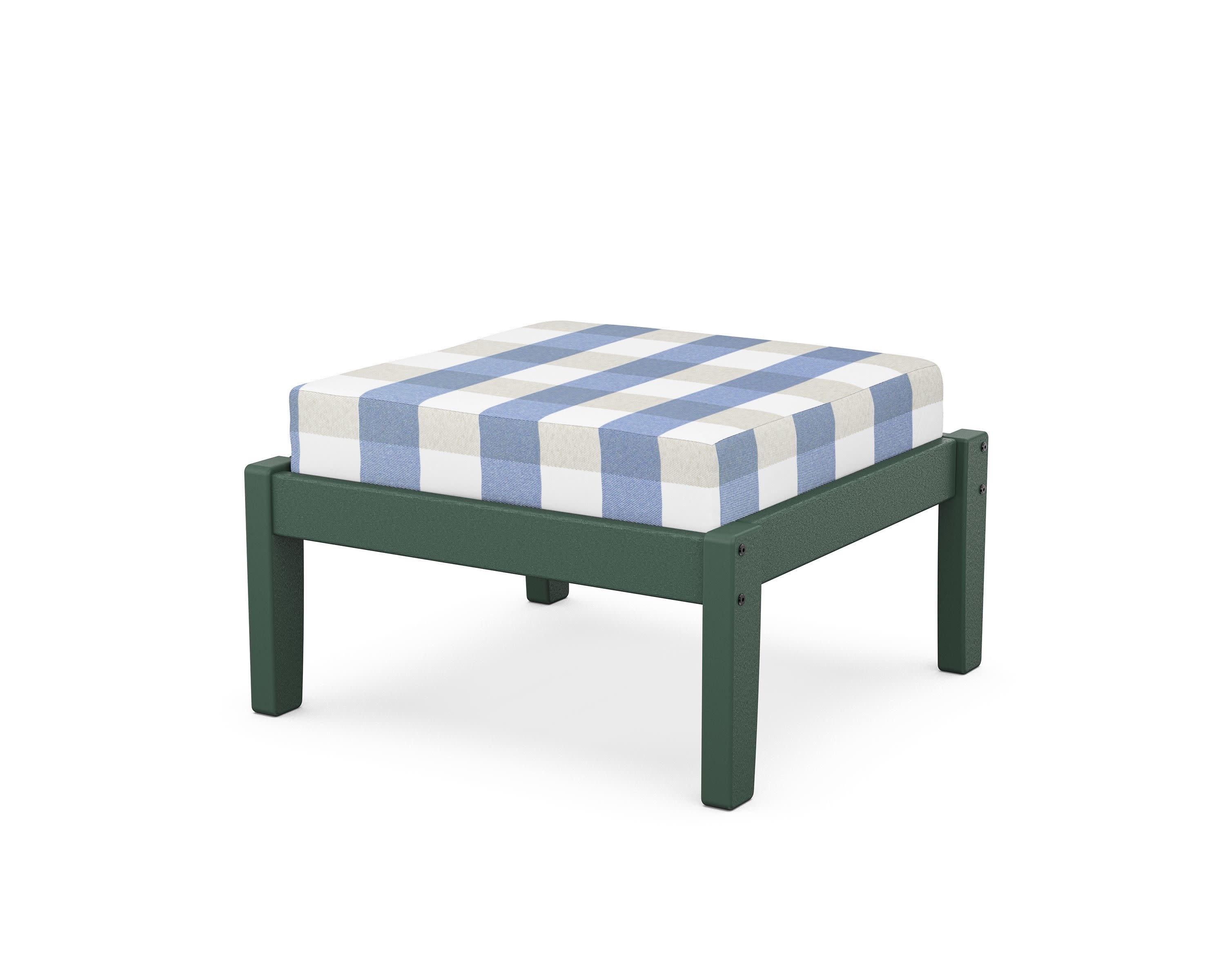 Deep Seating Ottoman in Green / Buffalo Plaid Sky Blue